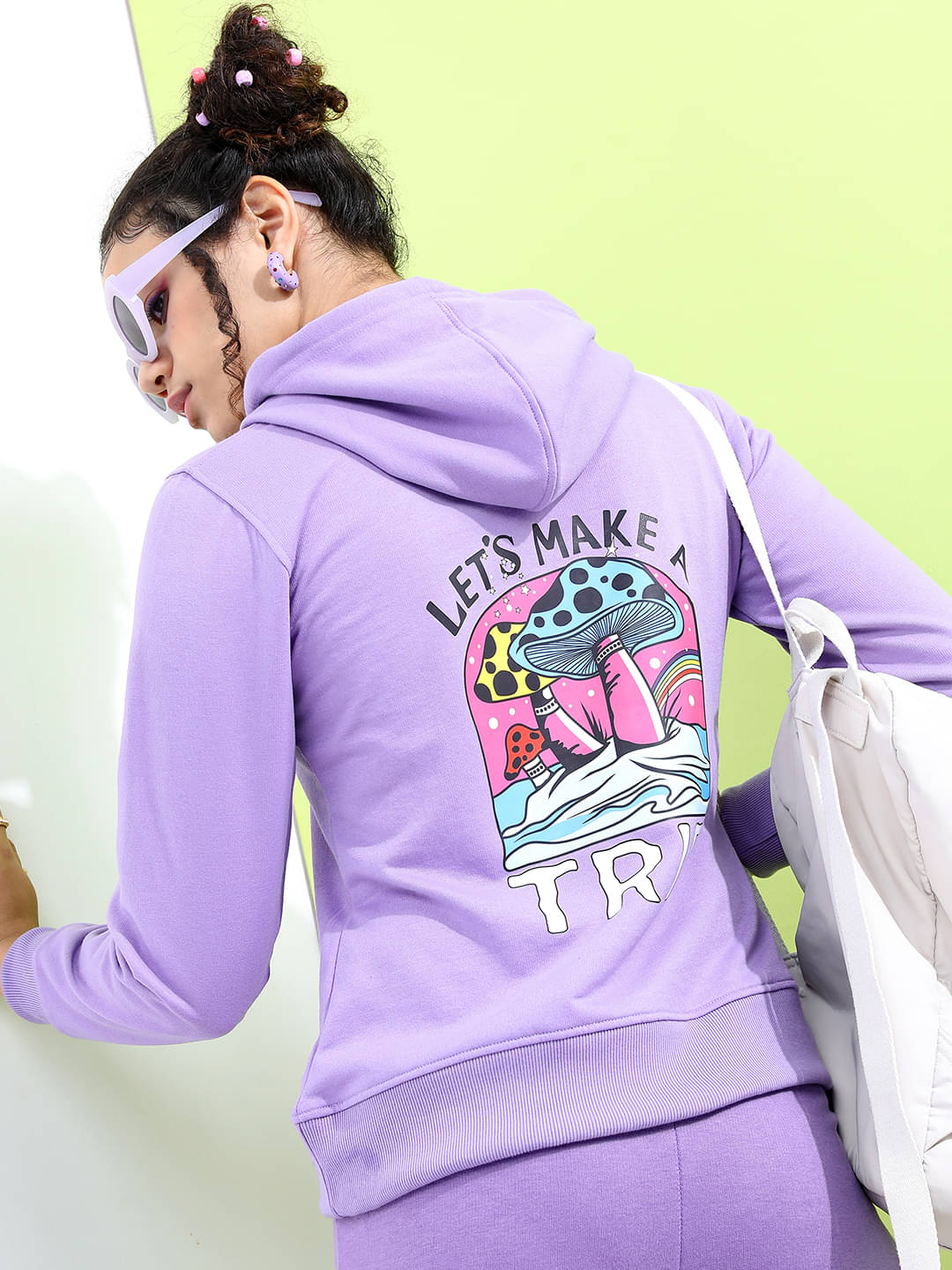     			Tokyo Talkies Cotton Blend Women's Hooded Sweatshirt ( Purple )