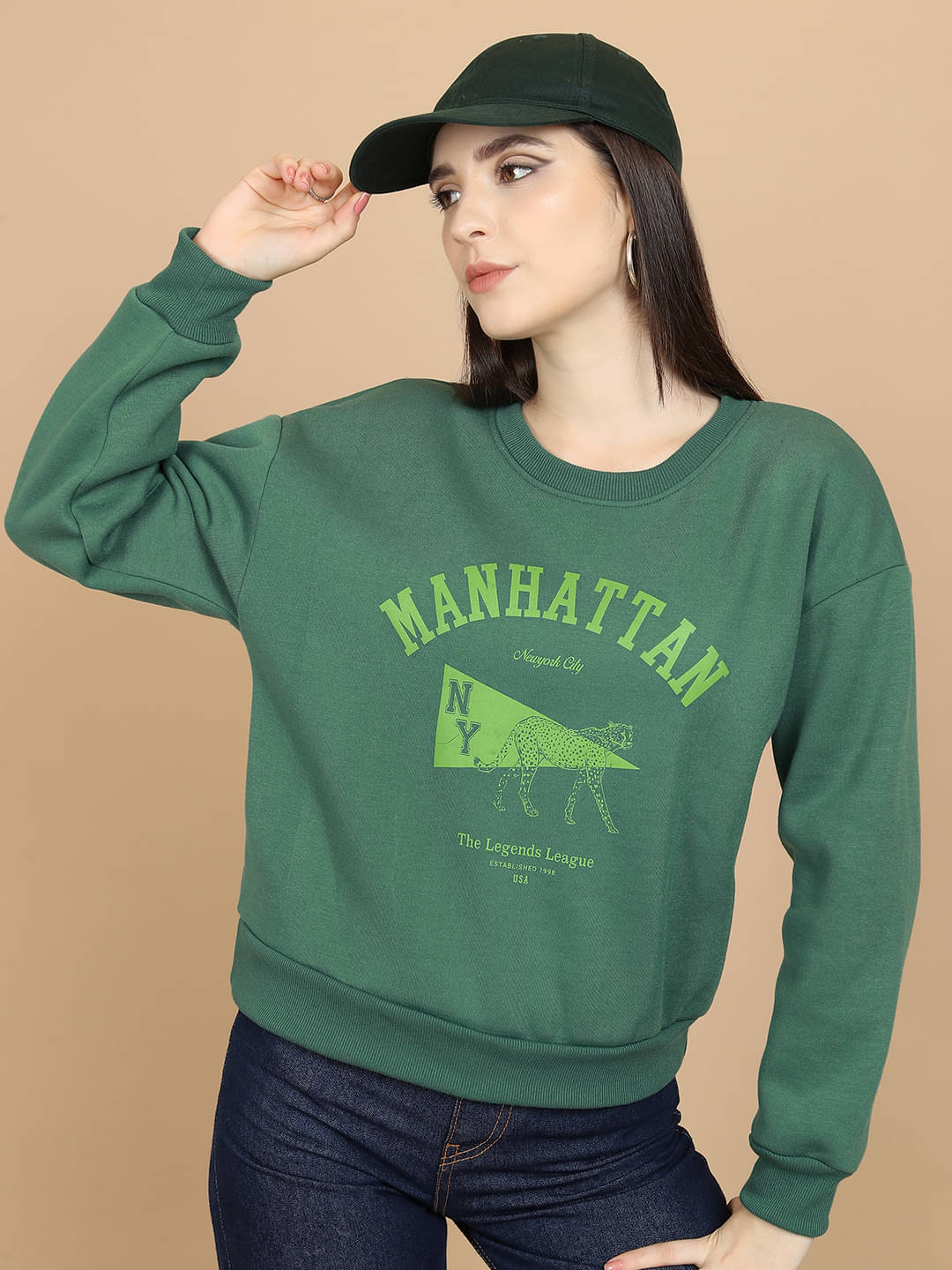     			Tokyo Talkies Polyester Women's Non Hooded Sweatshirt ( Green )