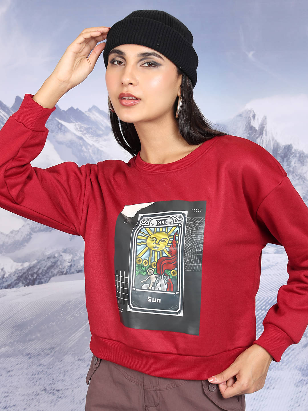     			Tokyo Talkies Polyester Women's Non Hooded Sweatshirt ( Red )