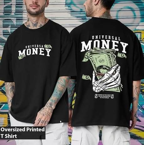     			Ytrick Men Cotton Blend Oversized Fit Printed T-Shirt ( Black )