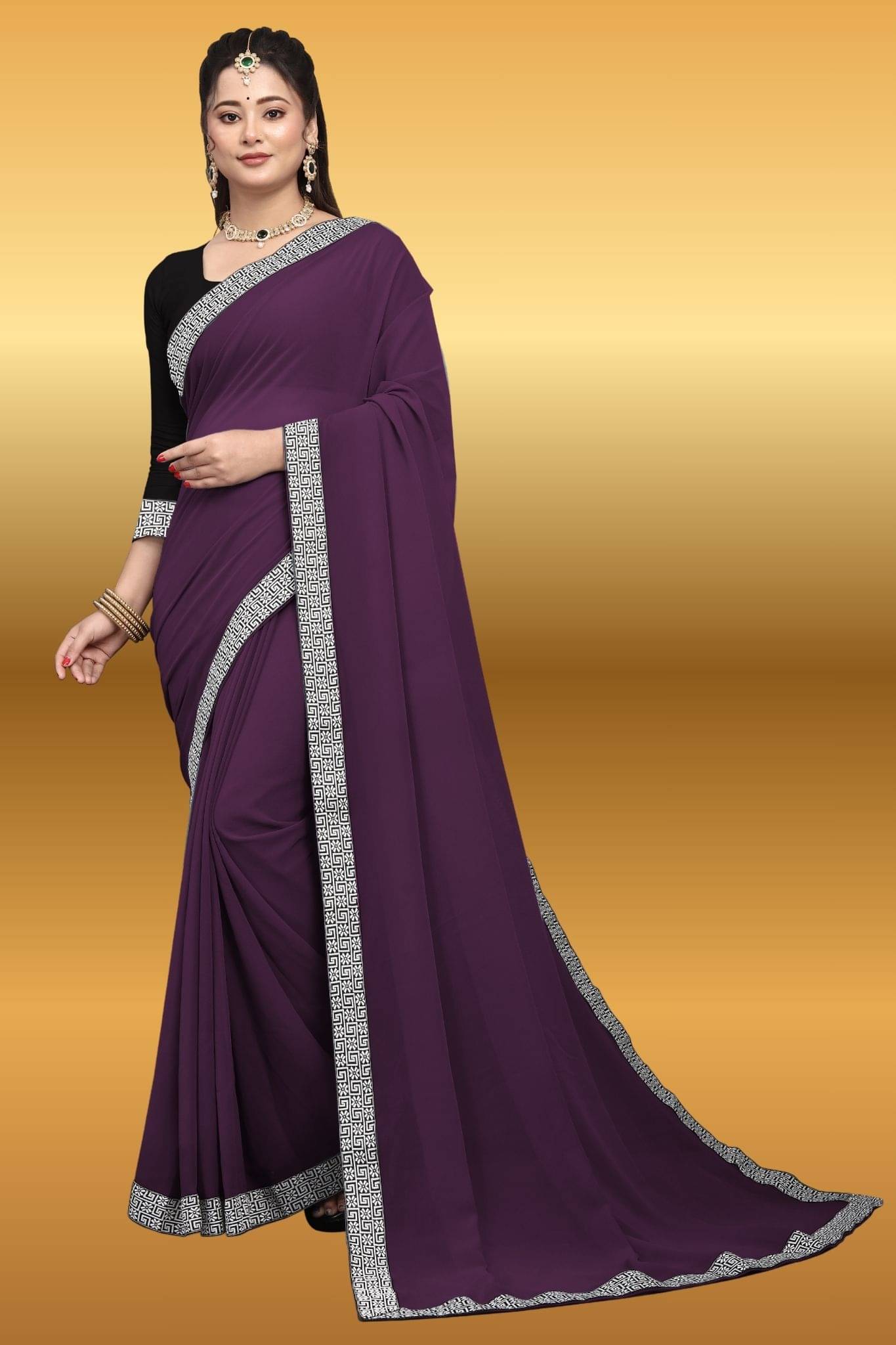 aaishreekhodiyar Chiffon Self Design Saree With Unstitched Blouse Piece ( Wine ) aaishreekhodiyar Chiffon Self Design Saree With Unstitched Blouse Piece ( Wine )