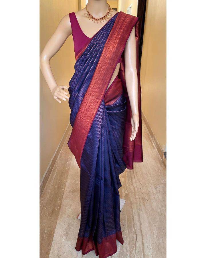     			fab woven Art Silk Woven Kanjeevaram Sarees With Unstitched Blouse Piece ( Blue )