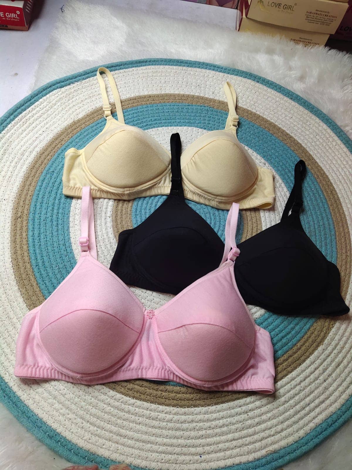 love girl Pack of 3 Lycra Non Padded Everyday Bra For Women ( Multicolor3 )