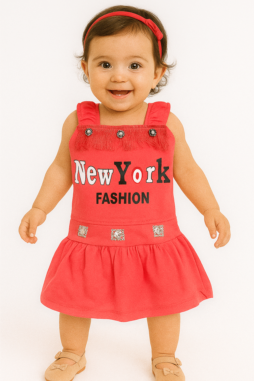     			maddock corp Pack of 1 Baby Girls,Unisex for Baby Crepe Dress ( Red )