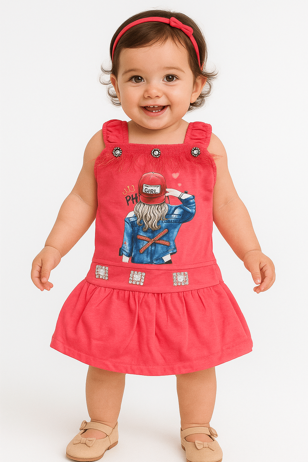     			maddock corp Pack of 1 Baby Girls,Unisex for Baby Crepe Dress ( Red )
