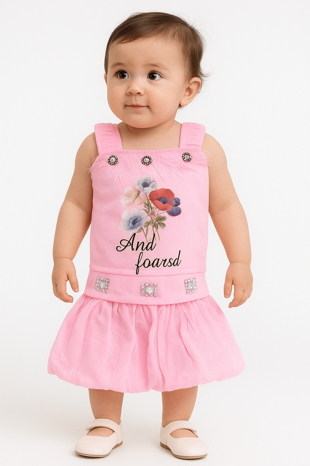     			maddock corp Pack of 1 Unisex for Baby,Baby Girls Crepe Dress ( Pink )