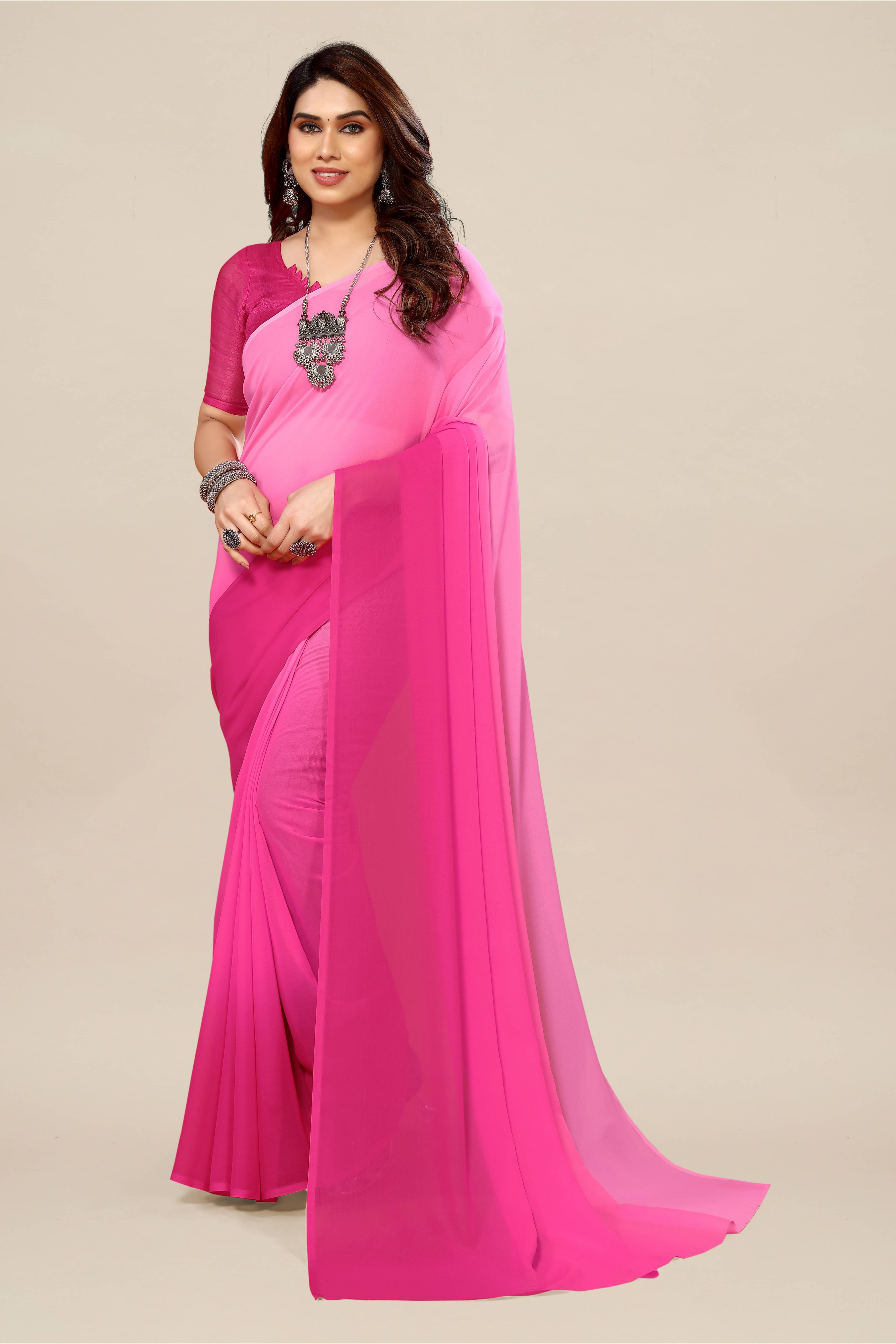 ANAND SAREES Georgette Colorblock Kasavu Saree With Unstitched Blouse Piece ( Pink ) ANAND SAREES Georgette Colorblock Kasavu Saree With Unstitched Blouse Piece ( Pink )