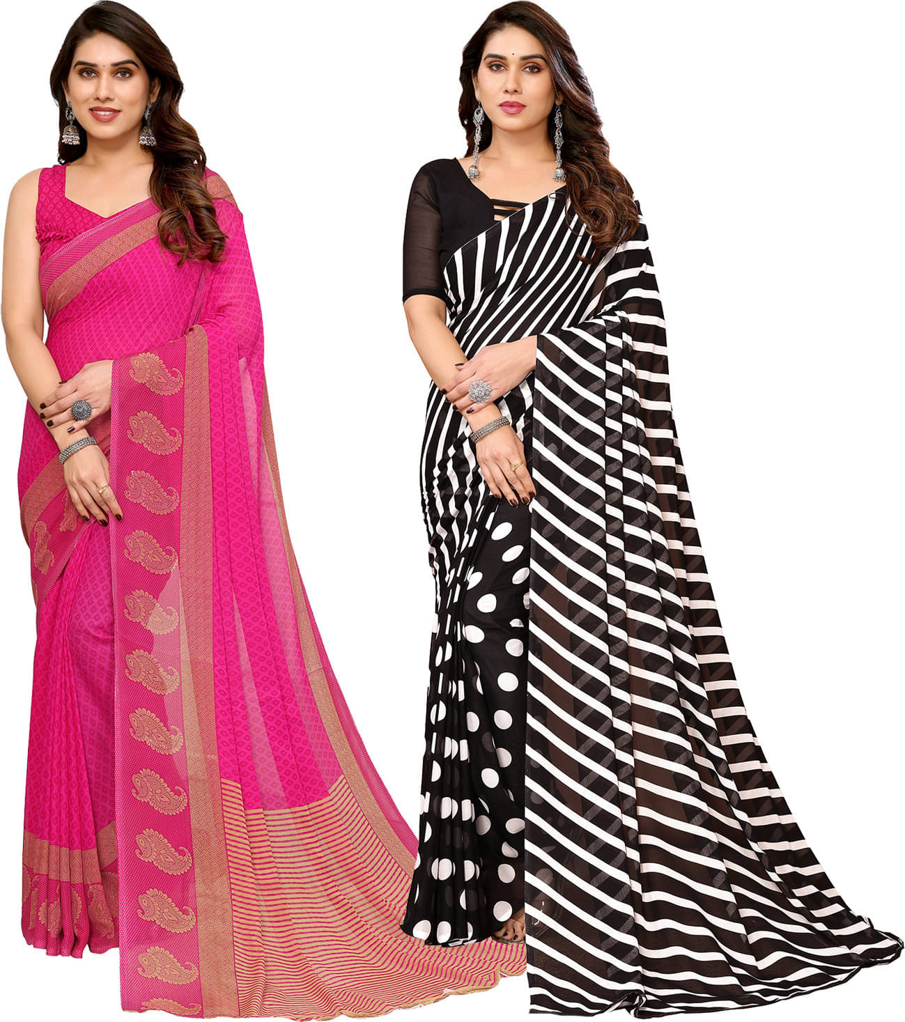     			ANAND SAREES Georgette Printed Saree With Unstitched Blouse Piece ( Multicolor )