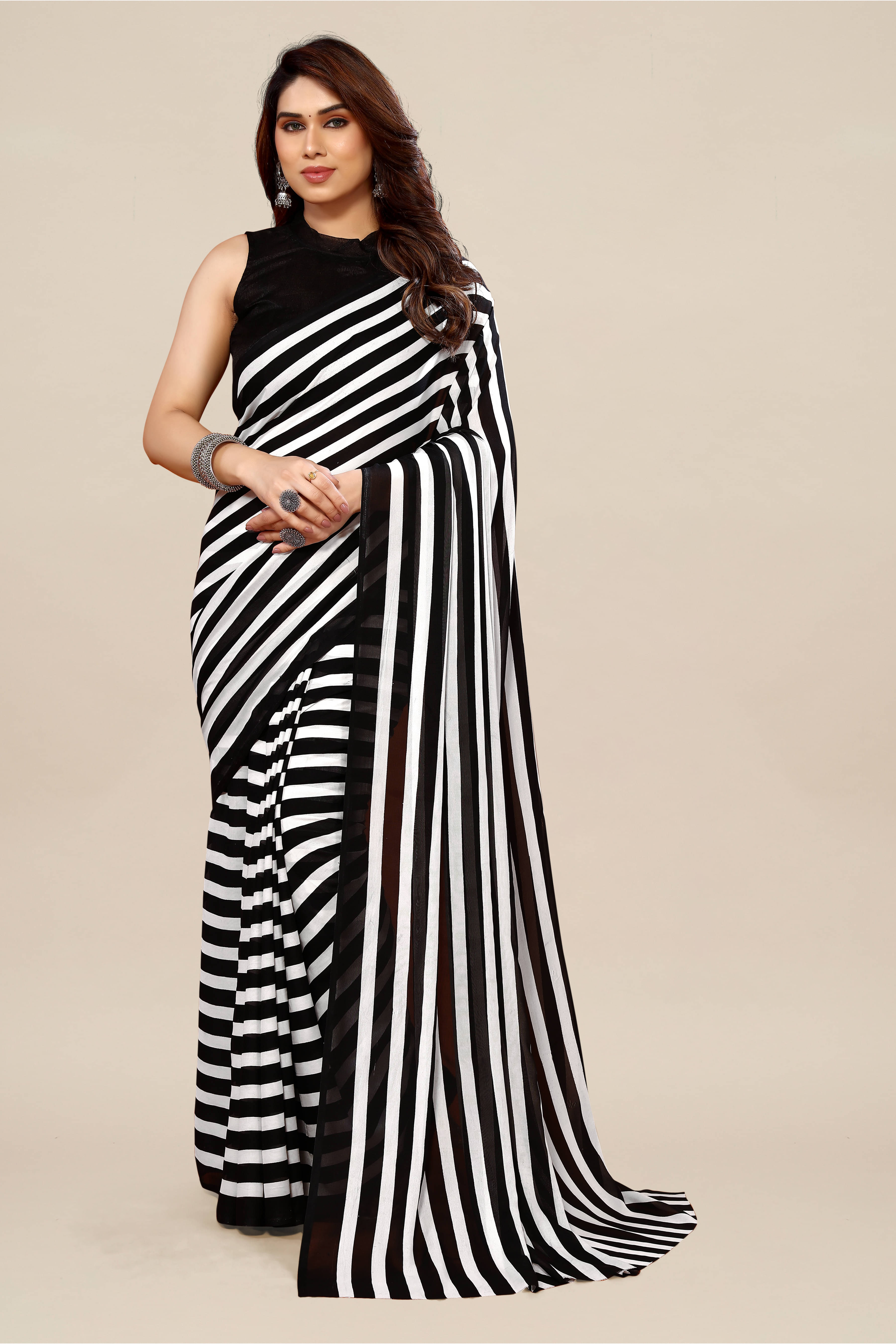 ANAND SAREES Georgette Printed Leheriya Saree With Unstitched Blouse Piece ( Black ) ANAND SAREES Georgette Printed Leheriya Saree With Unstitched Blouse Piece ( Black )