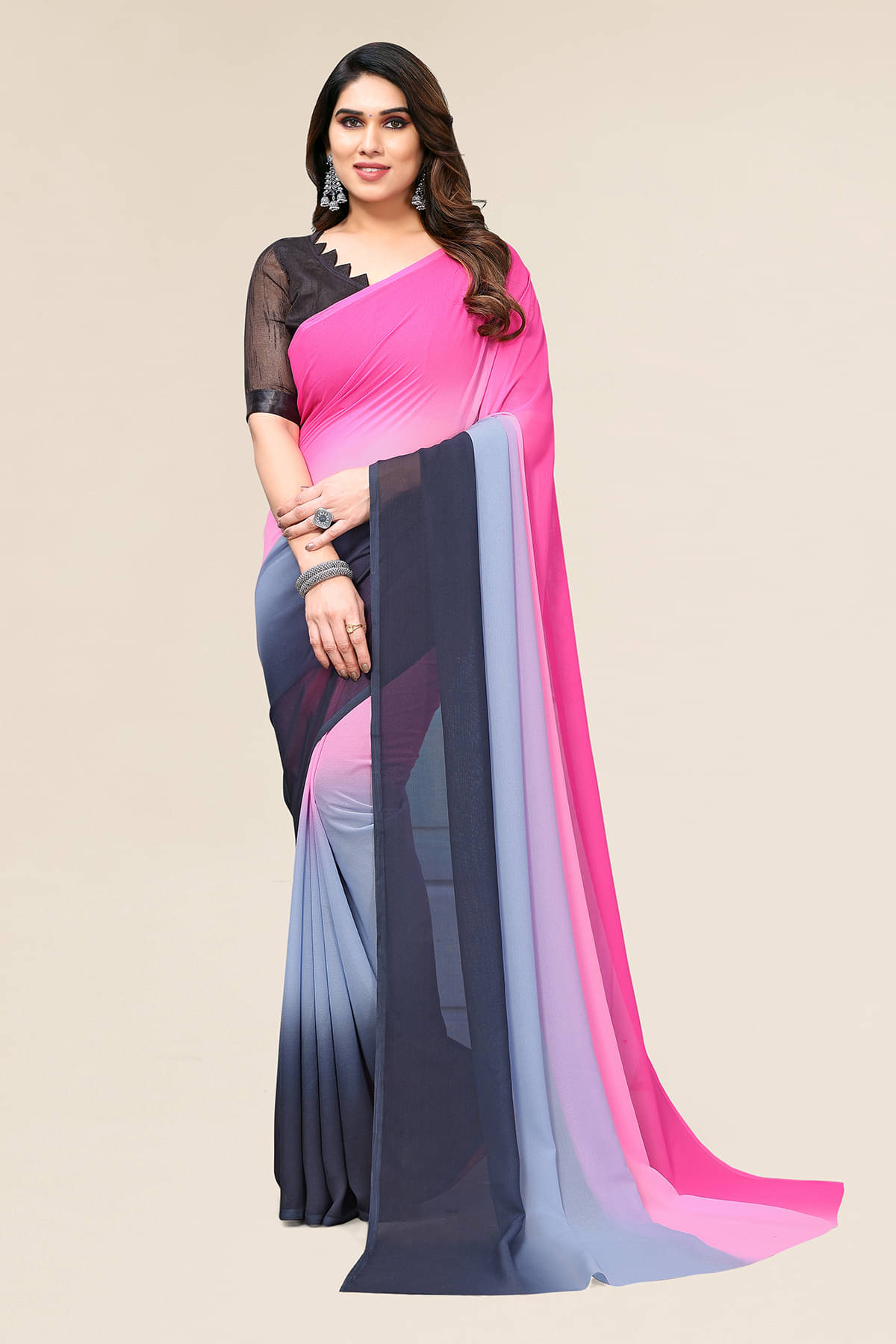     			ANAND SAREES Georgette Solid Kasavu Saree With Unstitched Blouse Piece ( Multicolor )