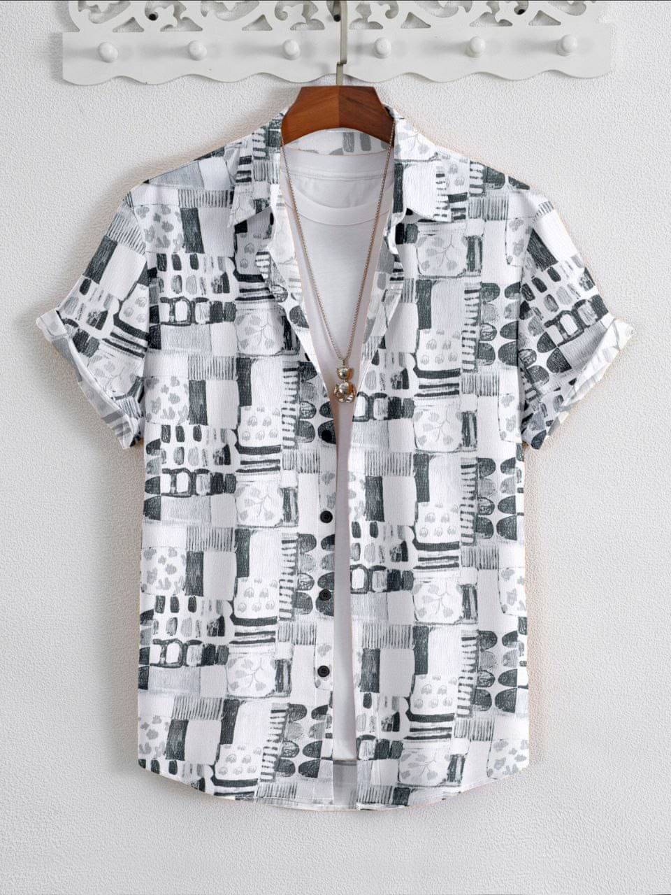     			ARZ Cotton Blend Regular Fit Self Design Half Sleeves Men's Casual Shirt - Black ( Pack of 1 )