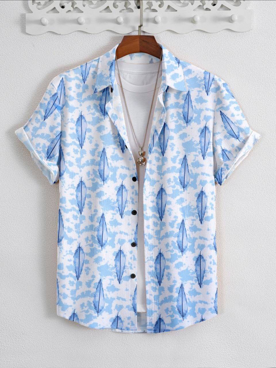 ARZ Cotton Blend Regular Fit Self Design Half Sleeves Men's Casual Shirt - Blue ( Pack of 1 ) ARZ Cotton Blend Regular Fit Self Design Half Sleeves Men's Casual Shirt - Blue ( Pack of 1 )