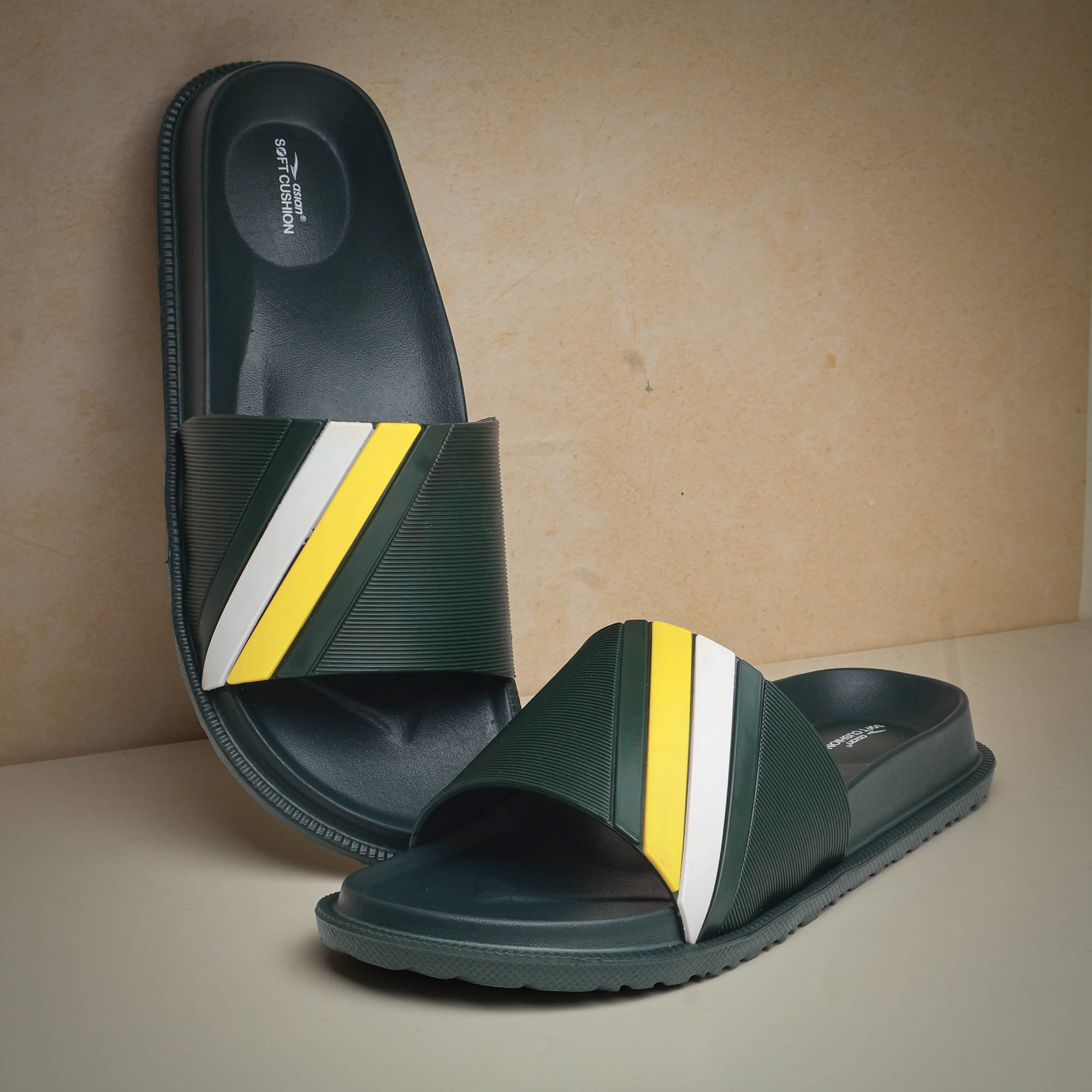     			ASIAN Olive Men's Slide Flip Flop