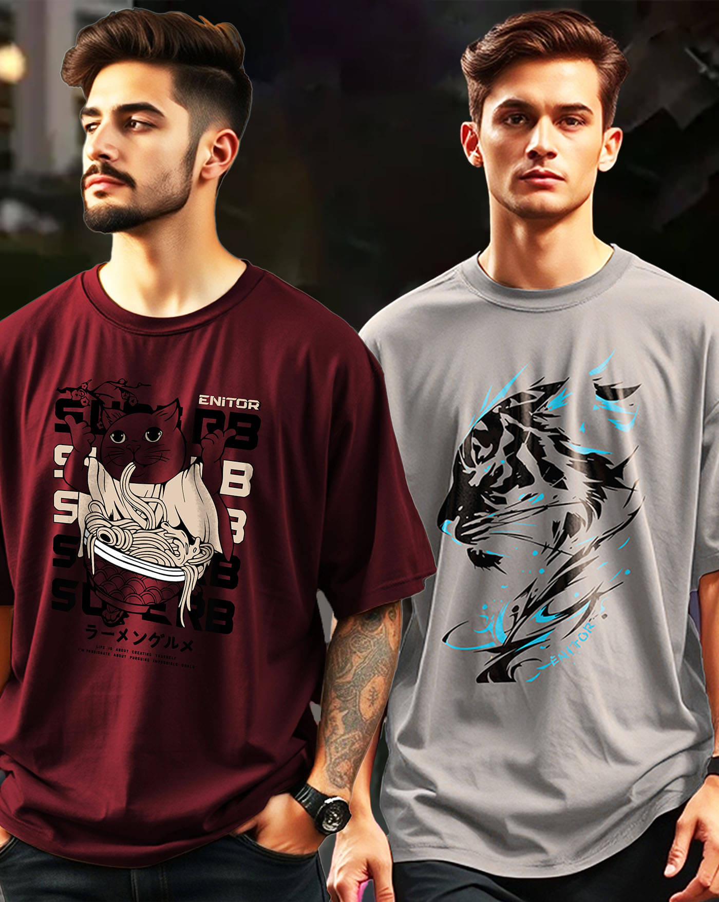     			AUSK Men Cotton Blend Oversized Fit Printed T-Shirt ( Maroon )