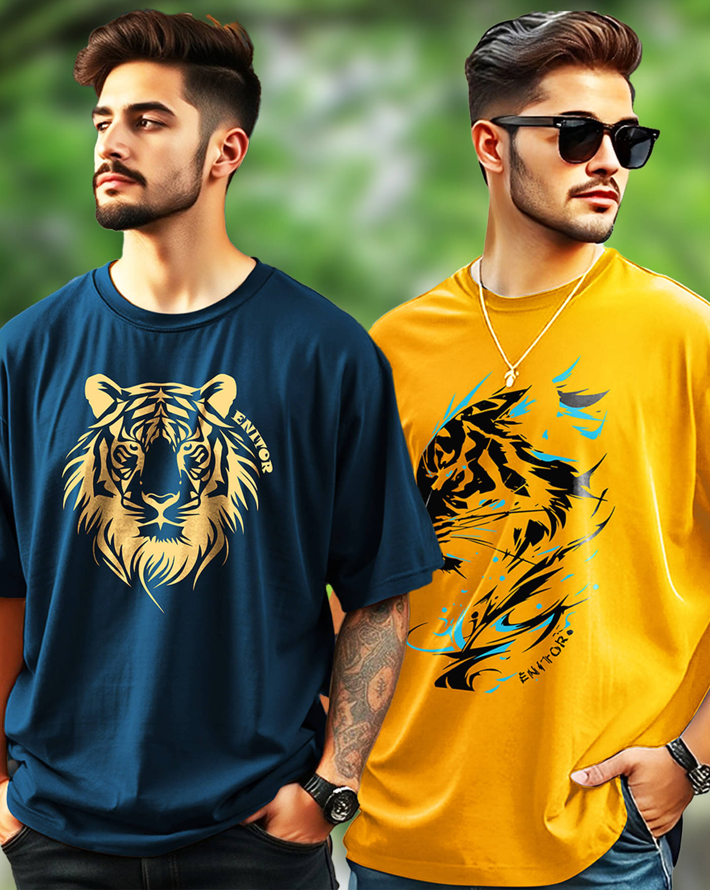 AUSK Men Cotton Blend Oversized Fit Printed T-Shirt ( Yellow ) AUSK Men Cotton Blend Oversized Fit Printed T-Shirt ( Yellow )
