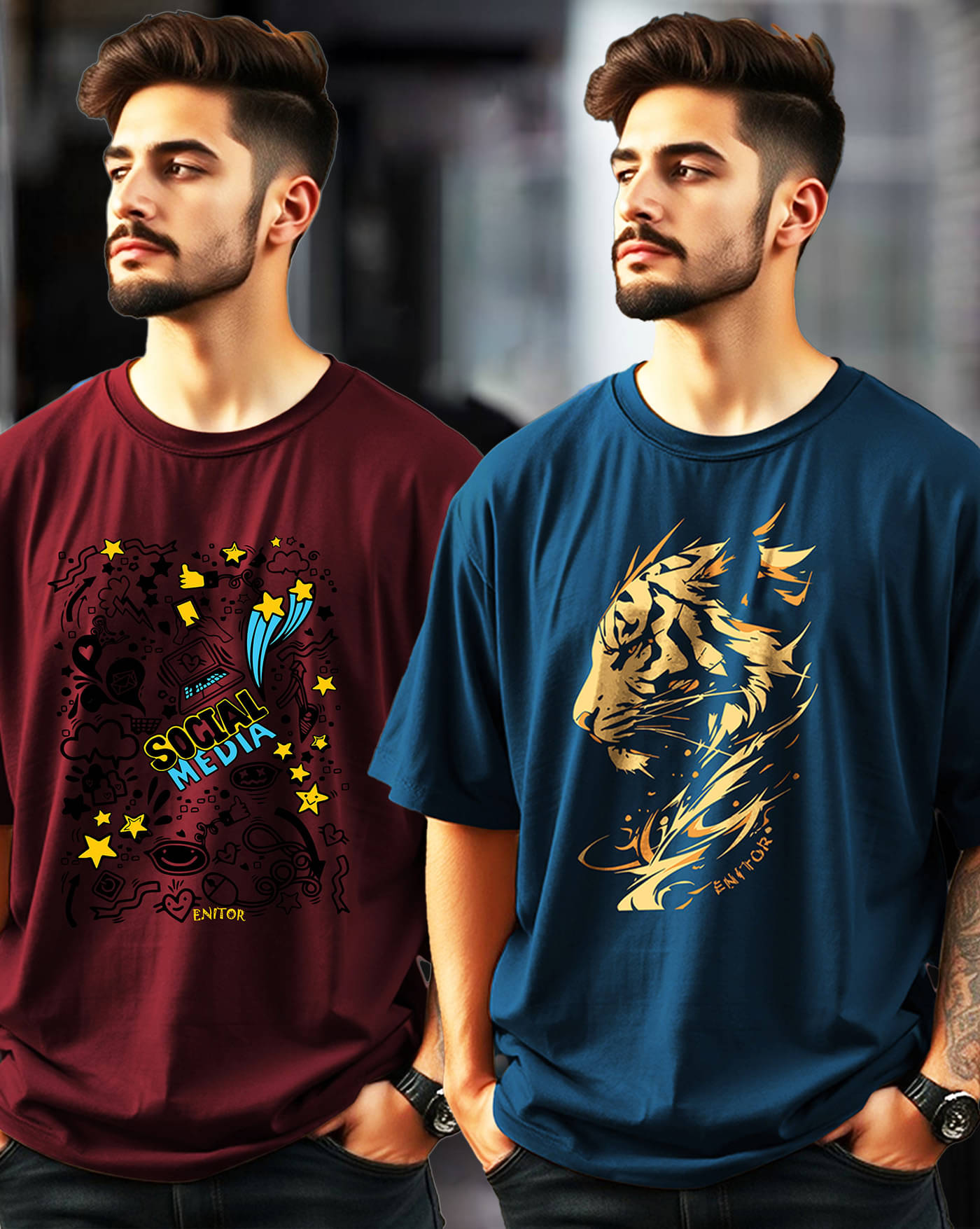 AUSK Men Cotton Blend Oversized Fit Printed T-Shirt ( Maroon ) AUSK Men Cotton Blend Oversized Fit Printed T-Shirt ( Maroon )