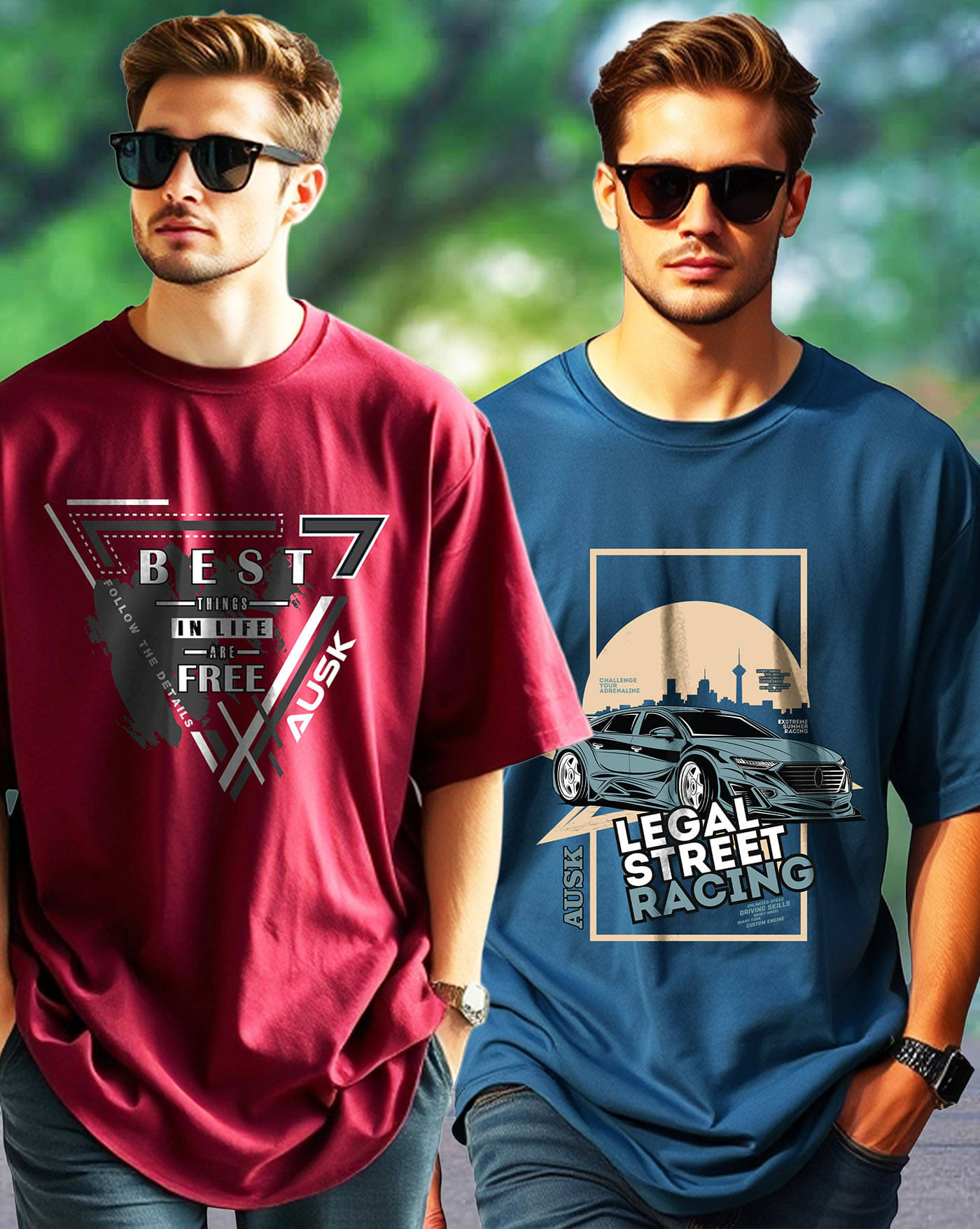 AUSK Men Cotton Blend Oversized Fit Printed T-Shirt ( Multicolor ) AUSK Men Cotton Blend Oversized Fit Printed T-Shirt ( Multicolor )