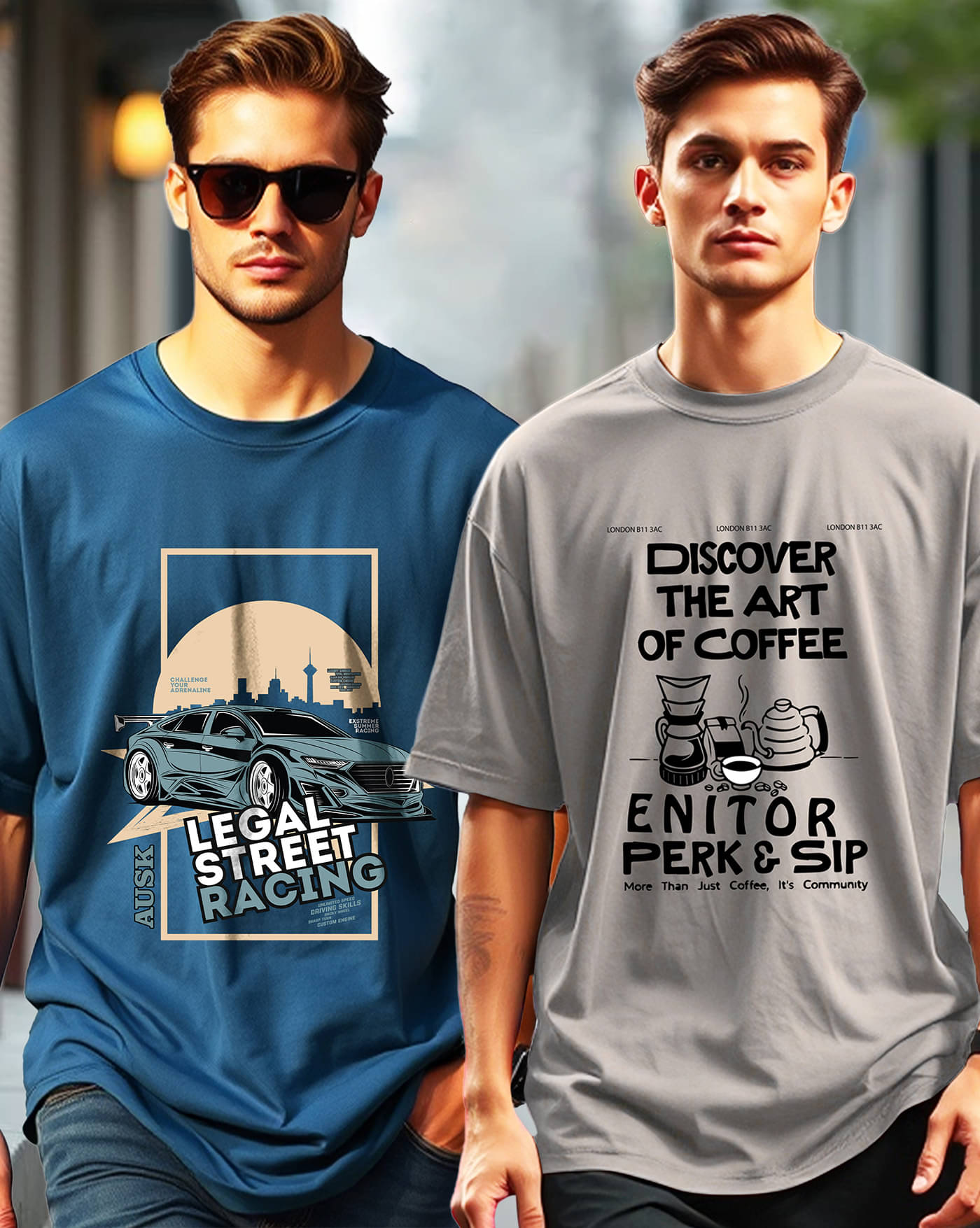 AUSK Men Cotton Blend Oversized Fit Printed T-Shirt ( Teal Blue ) AUSK Men Cotton Blend Oversized Fit Printed T-Shirt ( Teal Blue )