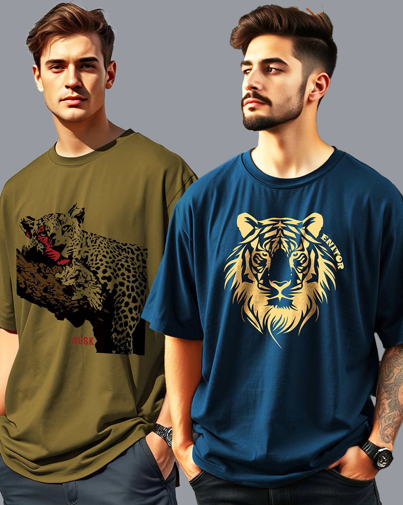 AUSK Men Cotton Blend Oversized Fit Printed T-Shirt ( Green ) AUSK Men Cotton Blend Oversized Fit Printed T-Shirt ( Green )