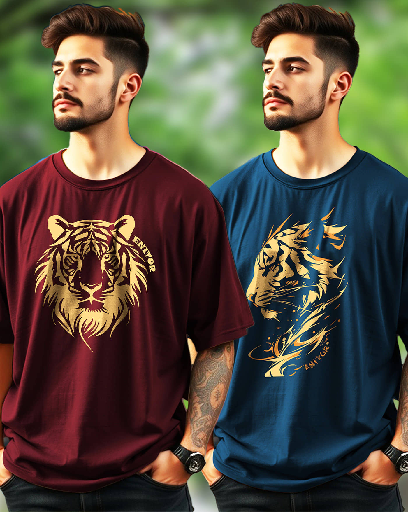 AUSK Men Cotton Blend Oversized Fit Printed T-Shirt ( Maroon )