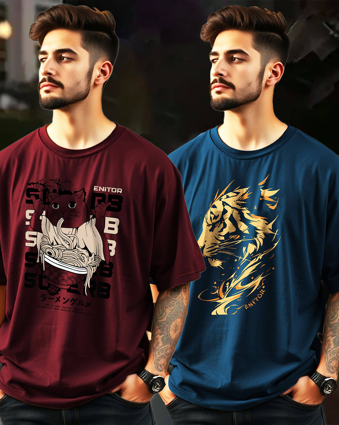     			AUSK Men Cotton Blend Oversized Fit Printed T-Shirt ( Maroon )