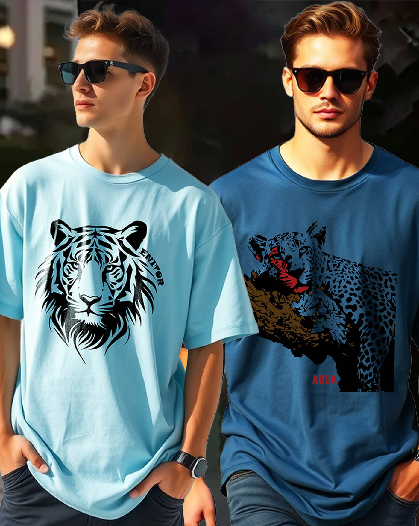 AUSK Men Cotton Blend Oversized Fit Printed T-Shirt ( Sky Blue ) AUSK Men Cotton Blend Oversized Fit Printed T-Shirt ( Sky Blue )