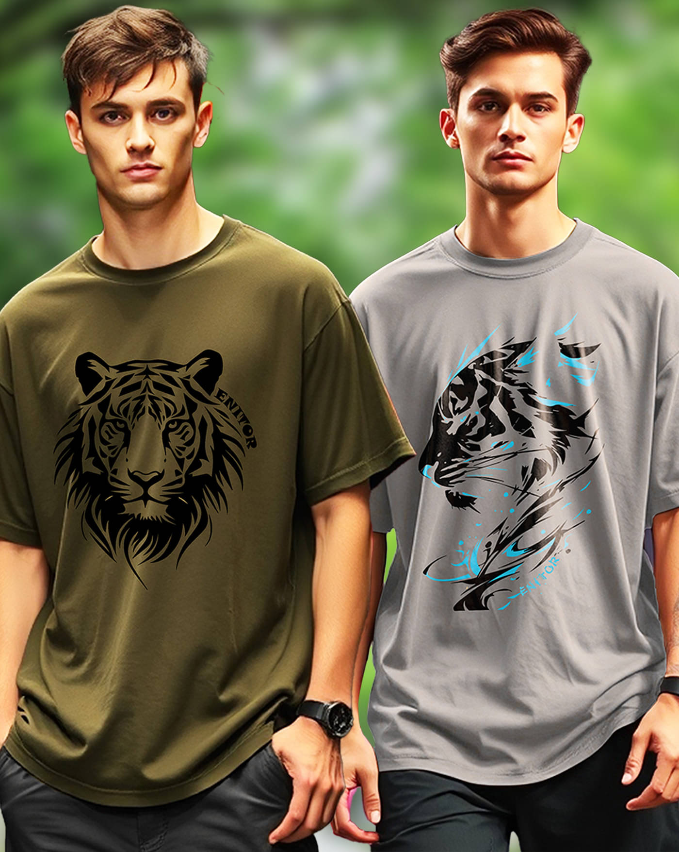 AUSK Men Cotton Blend Oversized Fit Printed T-Shirt ( Green ) AUSK Men Cotton Blend Oversized Fit Printed T-Shirt ( Green )