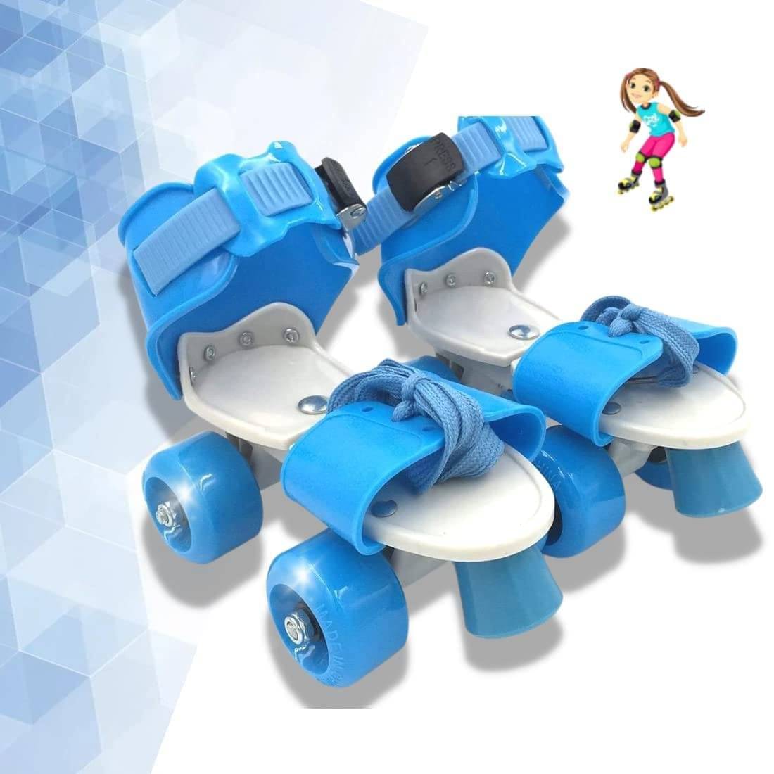     			Adjustable Inline Skates for Kids 4-12 Years | Blue Roller Skating Shoes with Front Brake | Polyurethane Wheels | Unisex Skates for Boys & Girls | Beginner Skating Kit