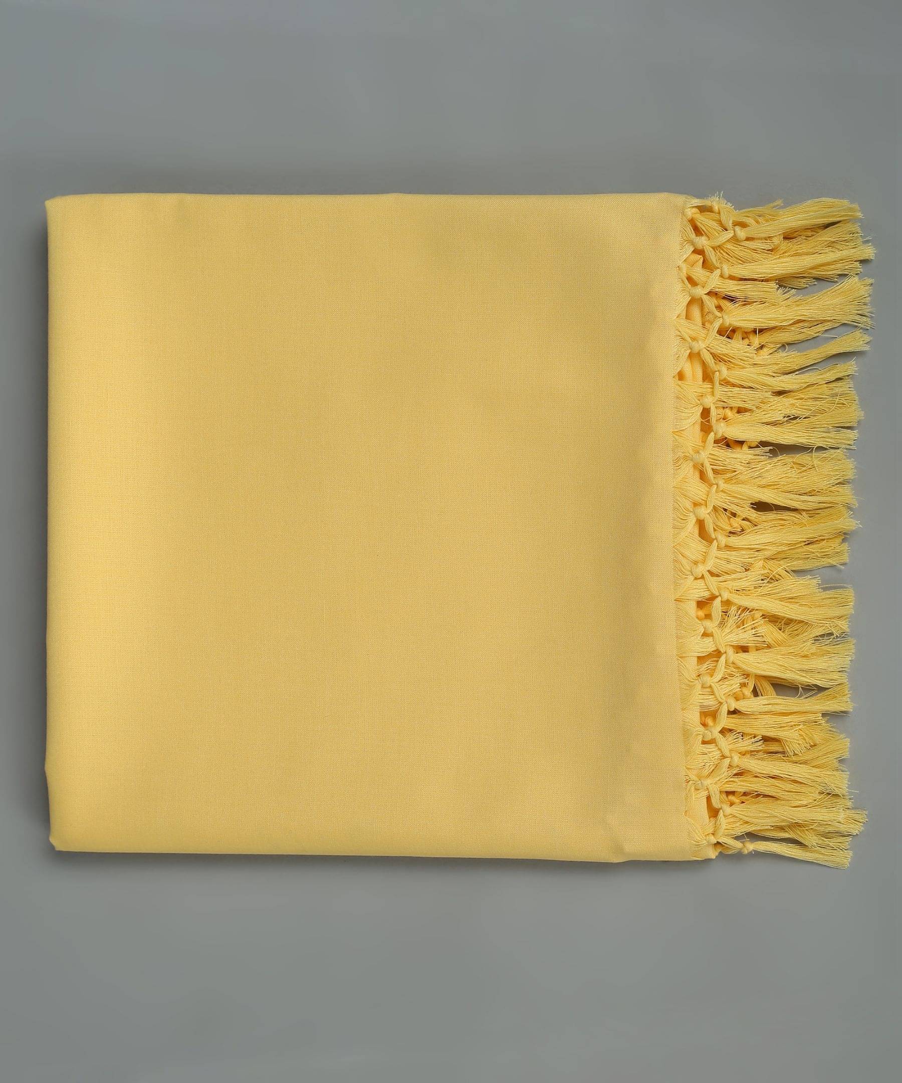     			Akeshavam Poly Cotton Solid Queen Size Dohar - Yellow ( Set of 2 )