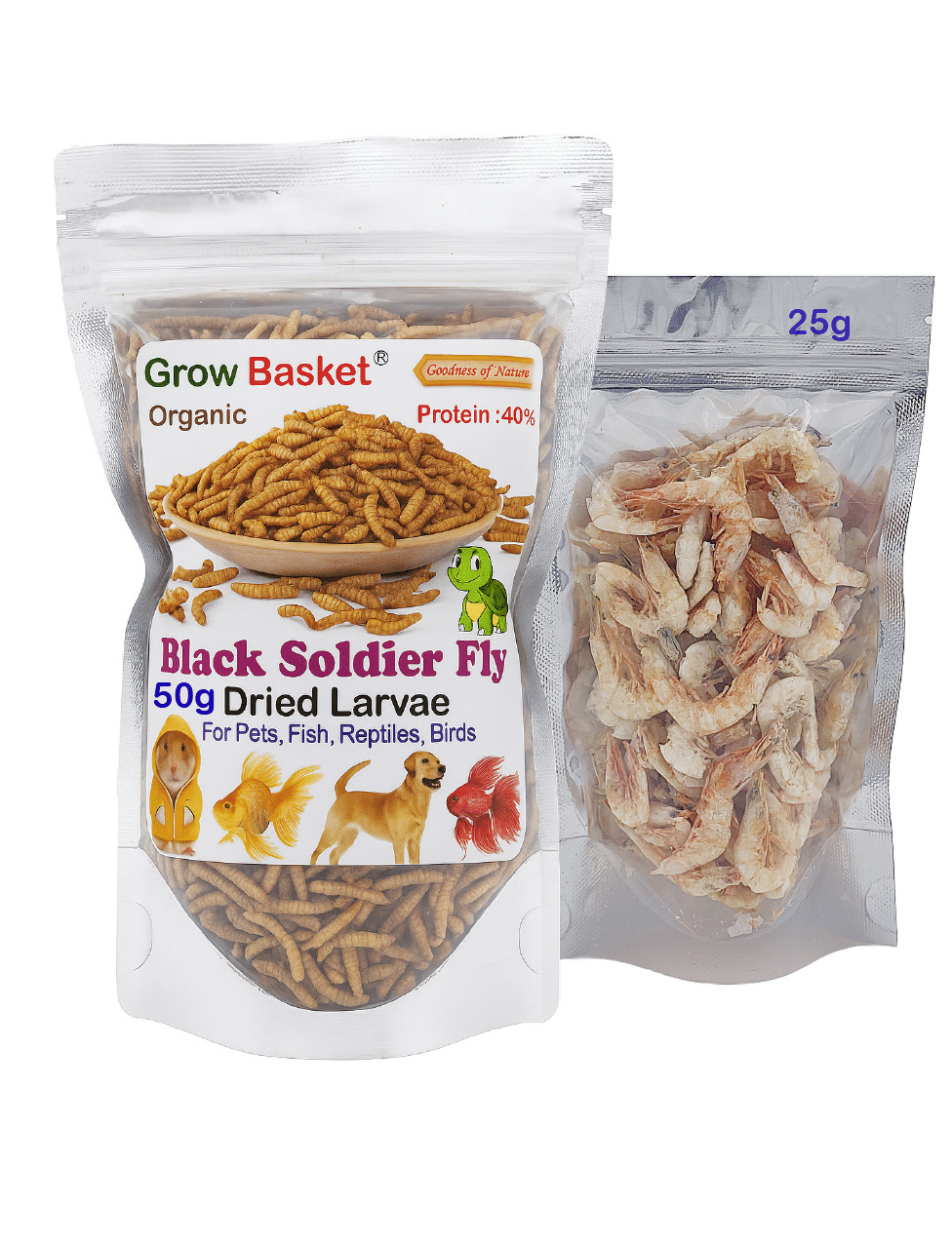     			BSF Larvae & Freeze Dried Shrimp Combo for Monster Fish – Natural Food for Discus, Cichlid, Flowerhorn, Arowana, Oscar, Red Parrot – Growth Booster & Color Enhancer