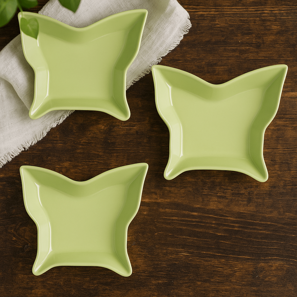 Baskety 3 Pcs Plastic Light Green Dessert Plate Baskety 3 Pcs Plastic Light Green Dessert Plate