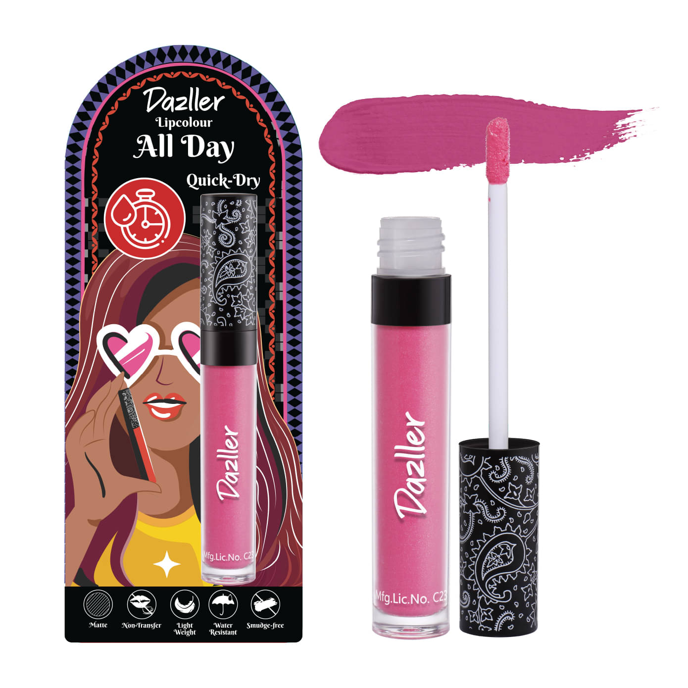 Dazller Hot Pink Matte Smudge Free Liquid Lipstick ( Pack of 1 ) Dazller Hot Pink Matte Smudge Free Liquid Lipstick ( Pack of 1 )