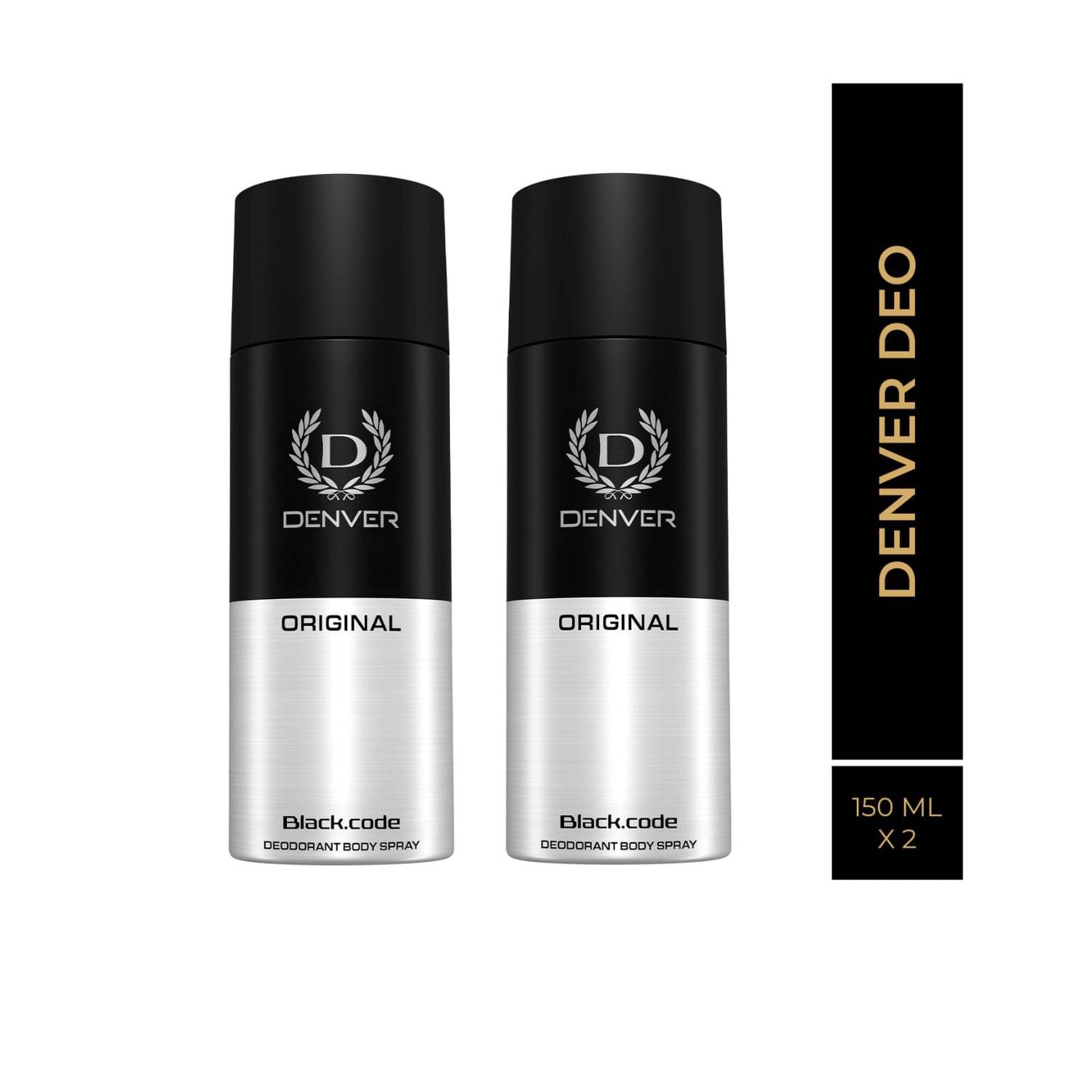     			Denver Black Code Orignal Long Lasting Deodorant Spray For Men 150 ml Each (Pack of 2)