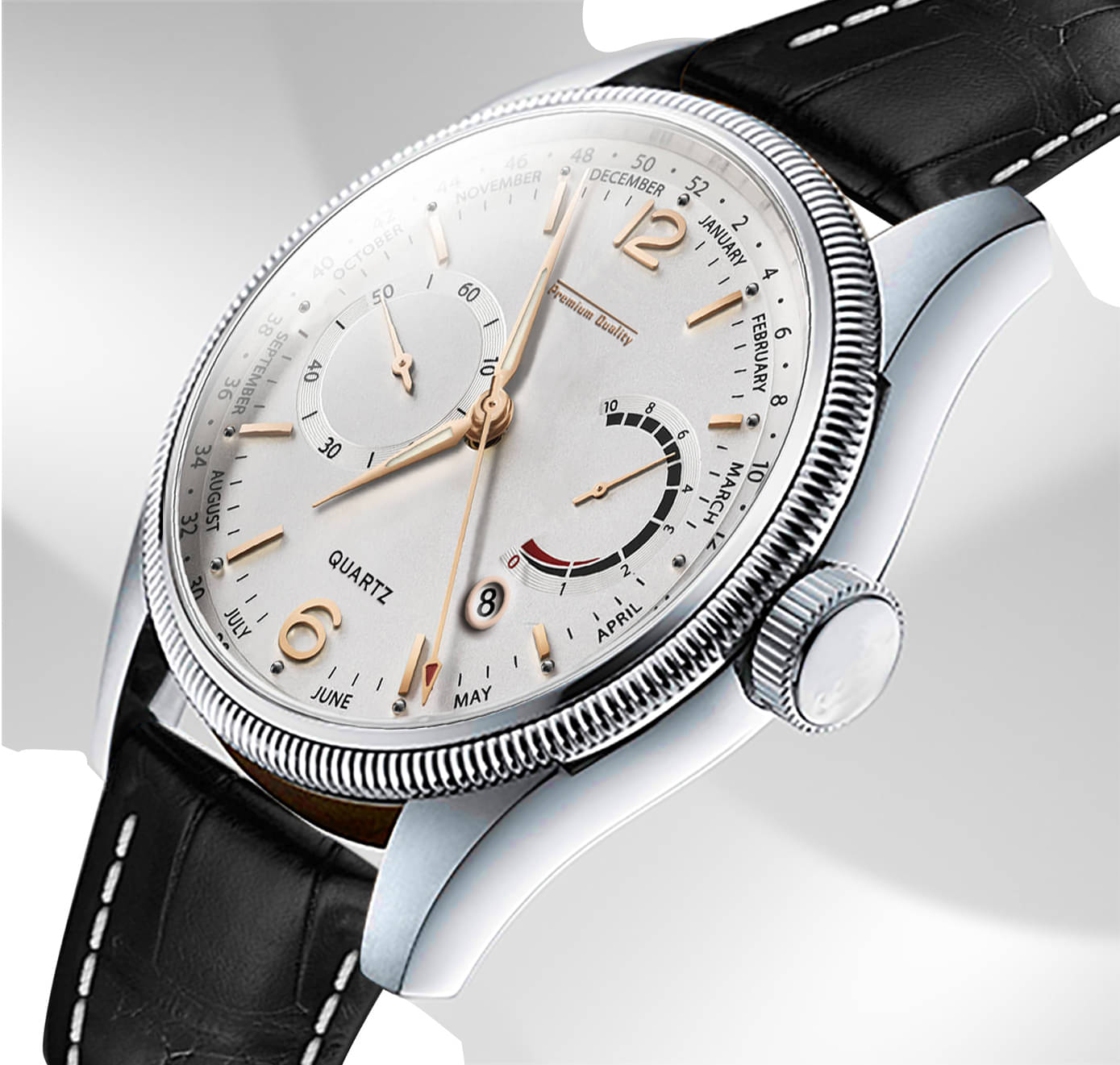     			DoubleRun Black Leather Analog Men's Watch