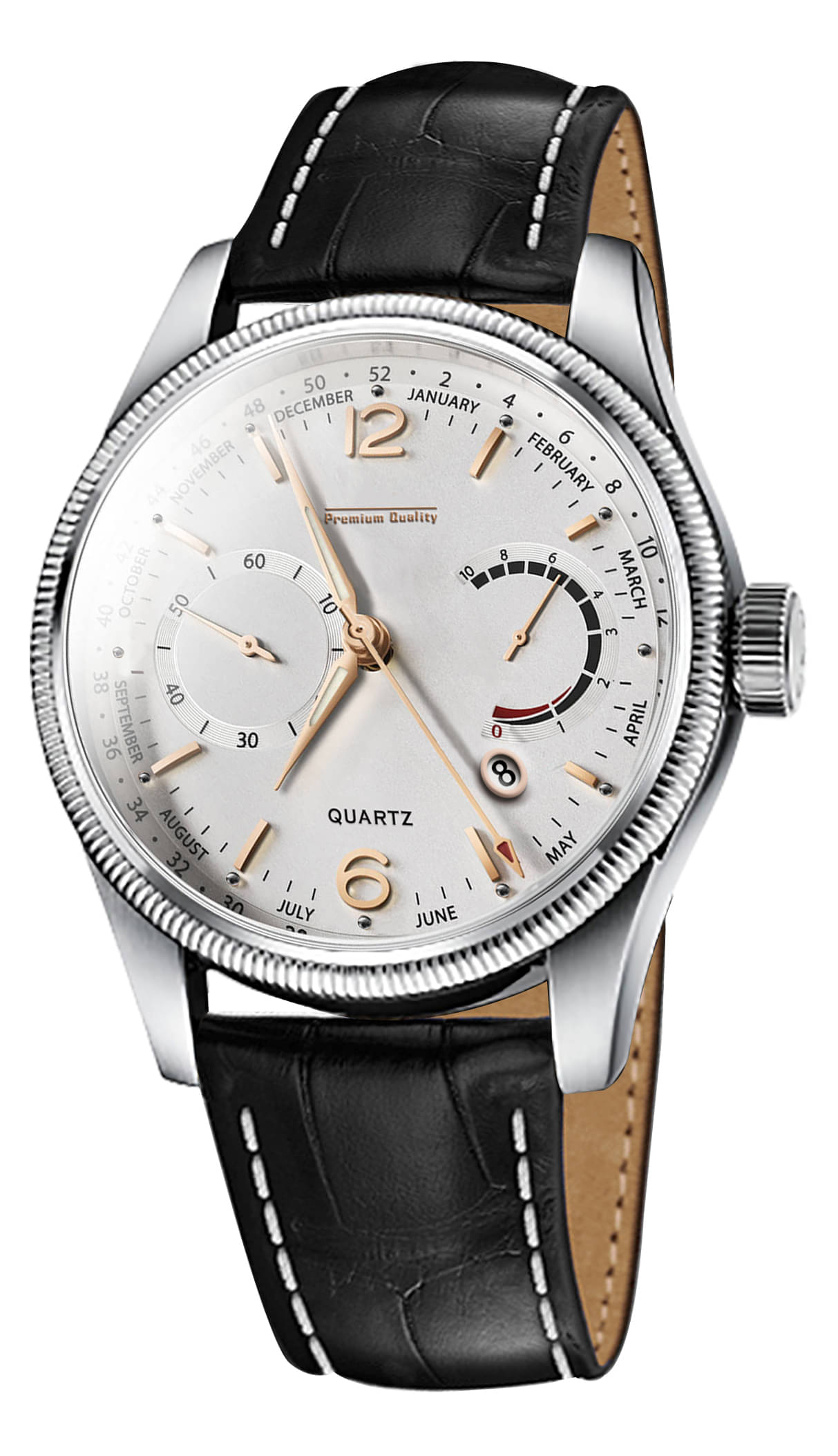     			DoubleRun Black Leather Analog Men's Watch