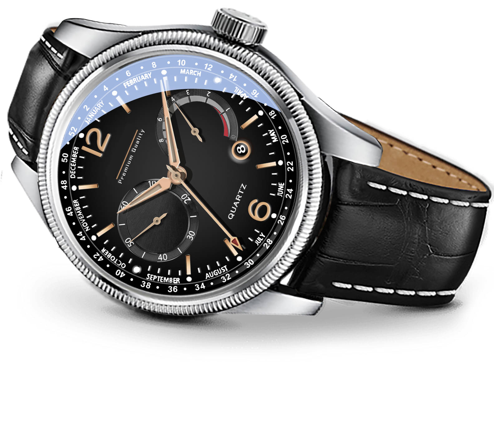     			DoubleRun Black Leather Analog Men's Watch