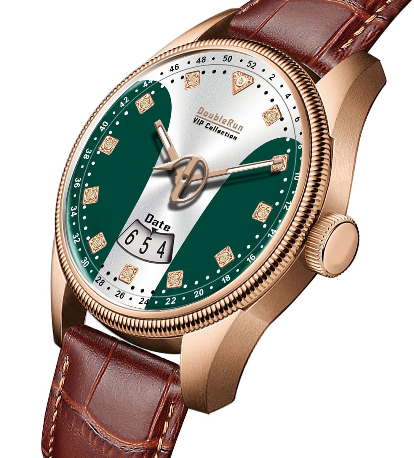     			DoubleRun Brown Leather Analog Men's Watch