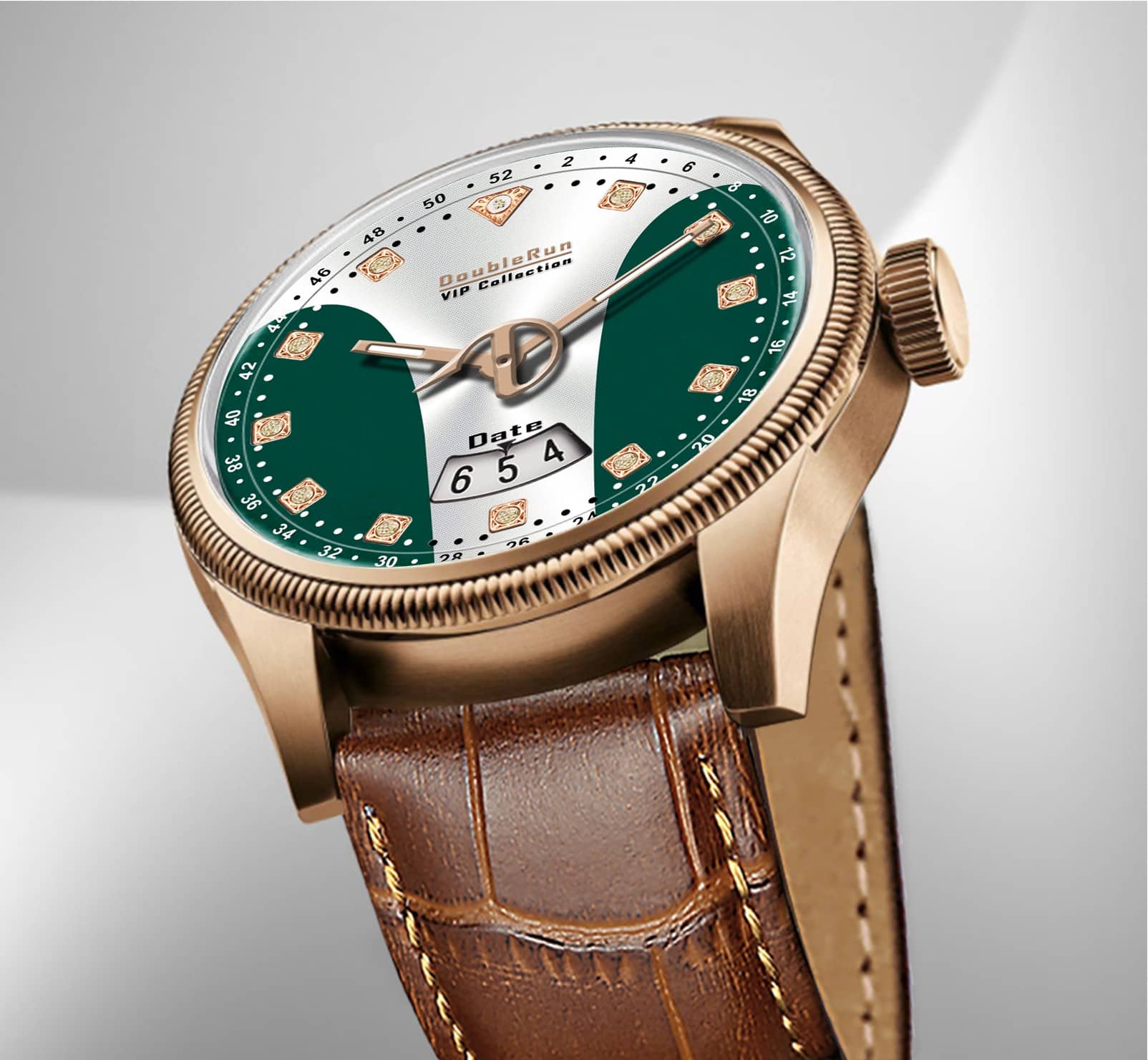 DoubleRun Brown Leather Analog Men's Watch