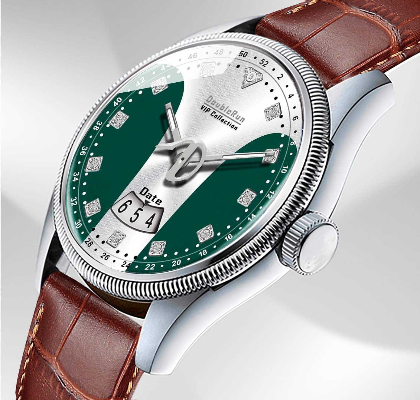     			DoubleRun Brown Leather Analog Men's Watch