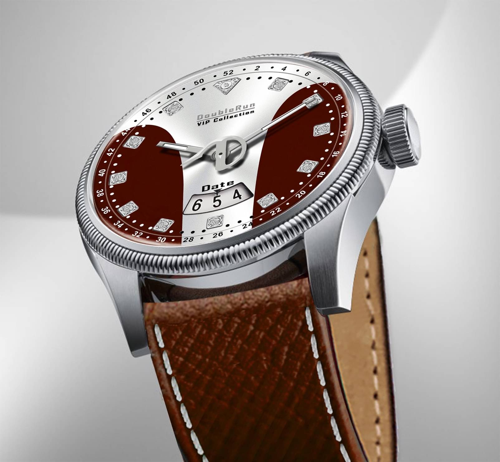     			DoubleRun Brown Leather Analog Men's Watch