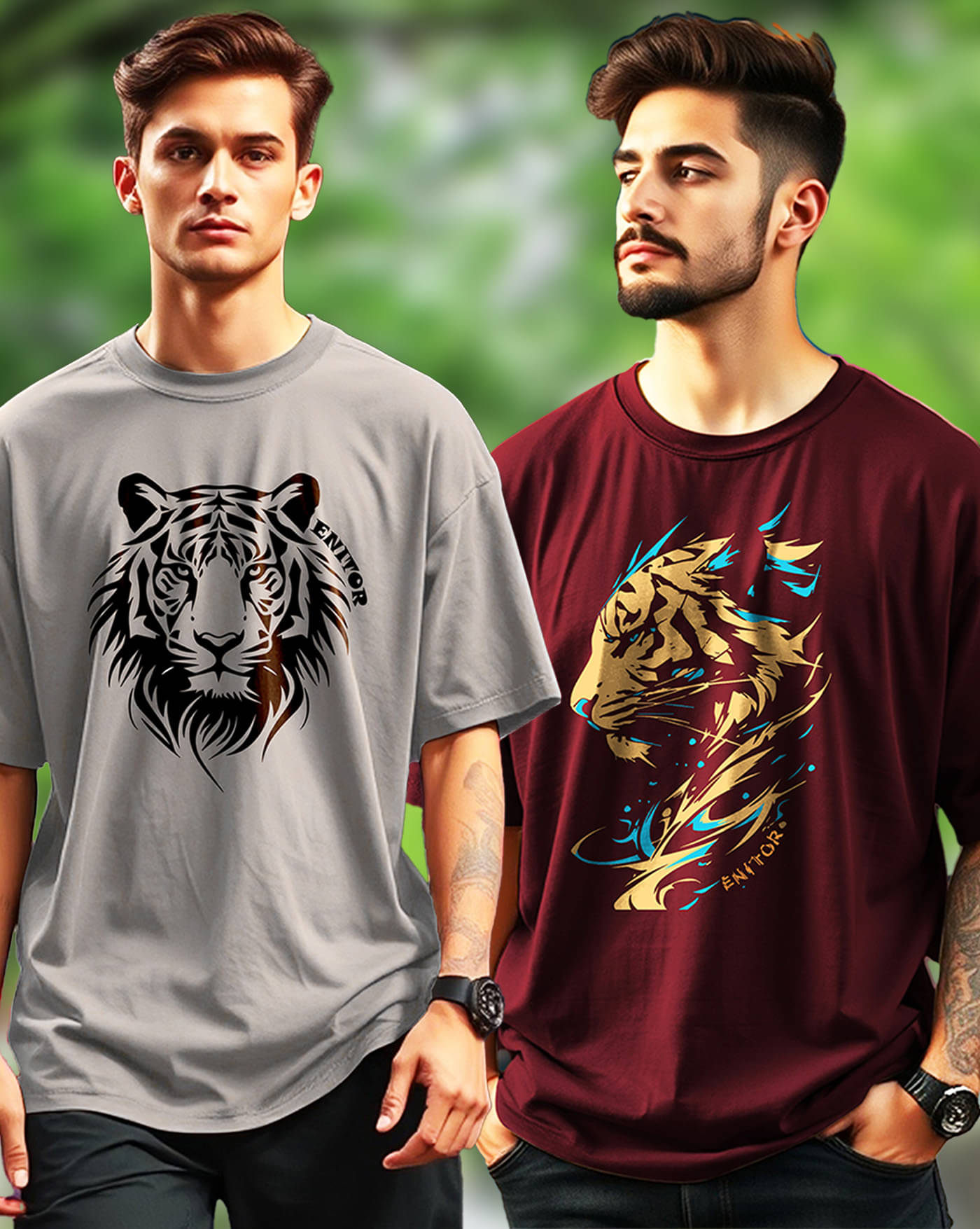ENITOR Men Cotton Blend Oversized Fit Printed T-Shirt ( Maroon ) ENITOR Men Cotton Blend Oversized Fit Printed T-Shirt ( Maroon )