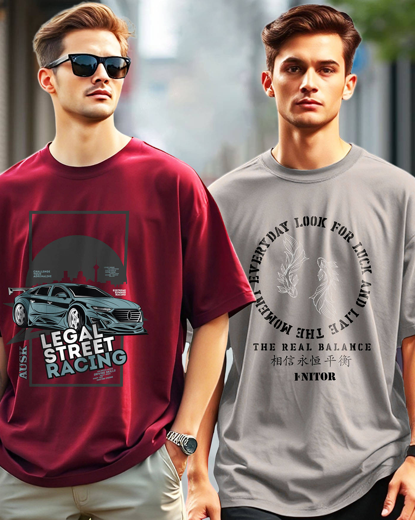 ENITOR Men Cotton Blend Oversized Fit Printed T-Shirt ( Grey ) ENITOR Men Cotton Blend Oversized Fit Printed T-Shirt ( Grey )