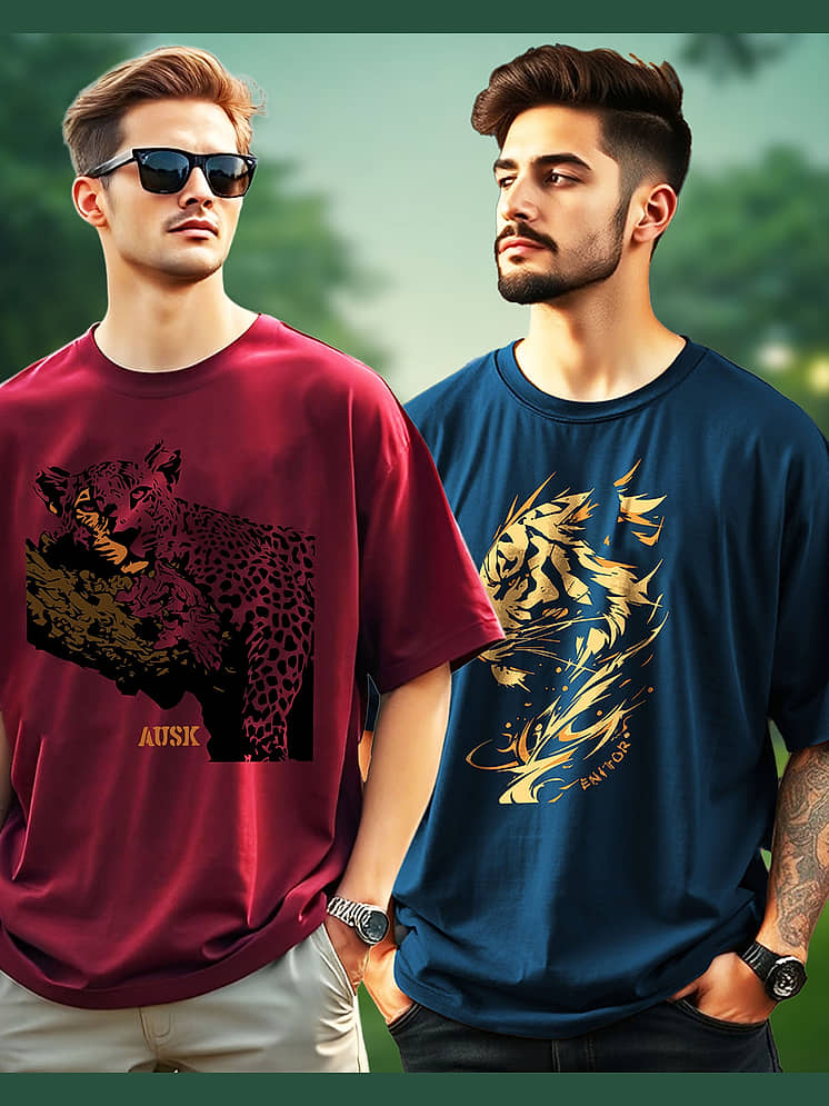 TAZO Cotton Blend Regular Fit Solid Full Sleeves Men's Round T