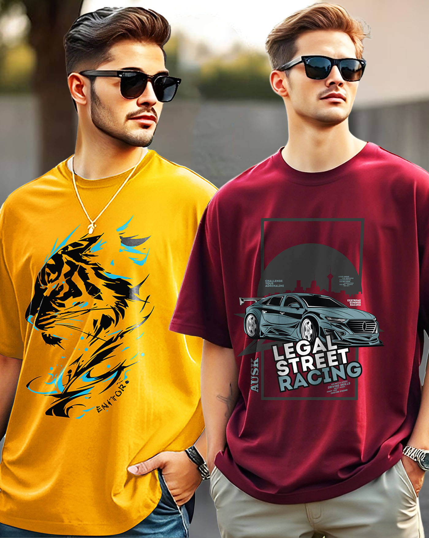 ENITOR Men Cotton Blend Oversized Fit Printed T-Shirt ( Yellow ) ENITOR Men Cotton Blend Oversized Fit Printed T-Shirt ( Yellow )