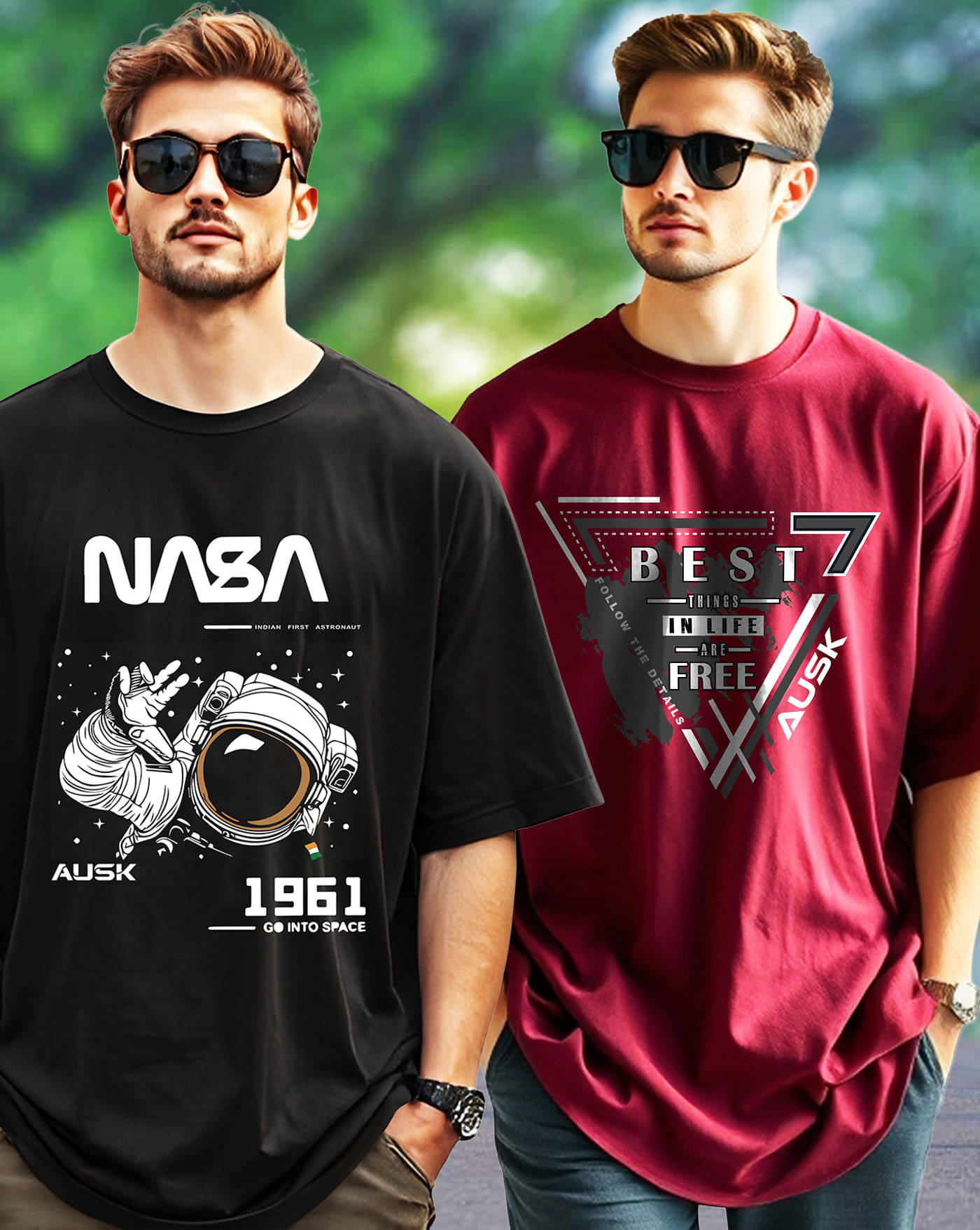 ENITOR Men Cotton Blend Oversized Fit Printed T-Shirt ( Maroon ) ENITOR Men Cotton Blend Oversized Fit Printed T-Shirt ( Maroon )