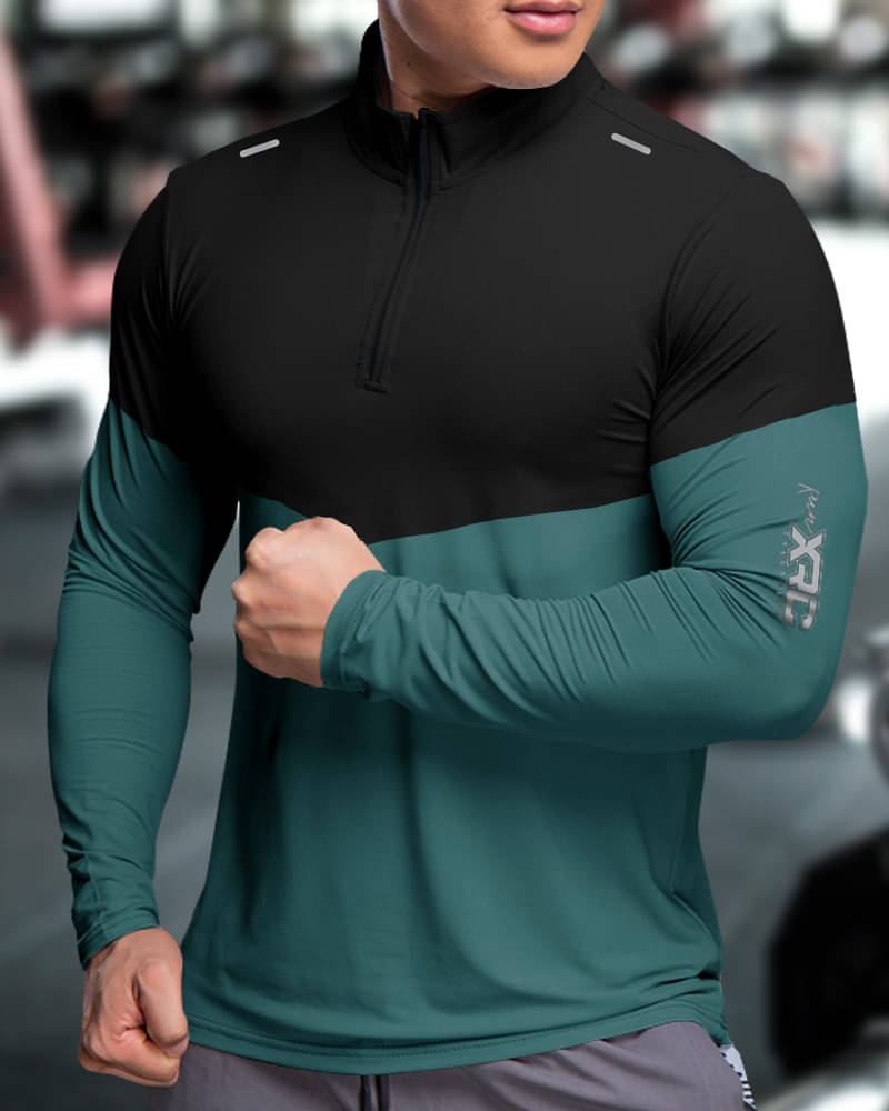     			Eyebogler Men Polyester Regular Fit Colorblock T-Shirt ( Green )