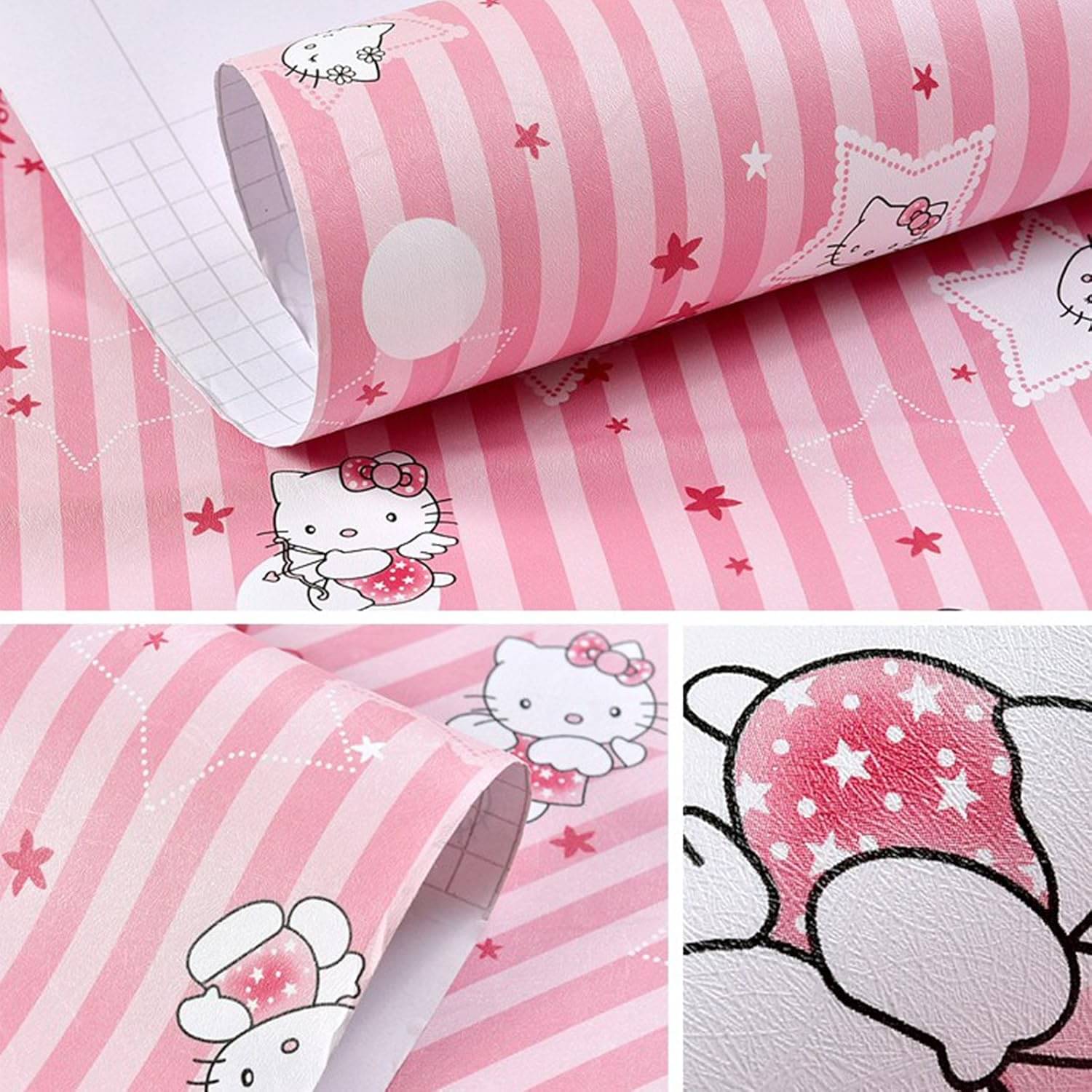     			Hello Kitty Cube Design Kids Theme Vinyl Poster Animals Wallpaper Wall Sticker for Home Decor, Living Room, Bedroom, Play Room(45*500)