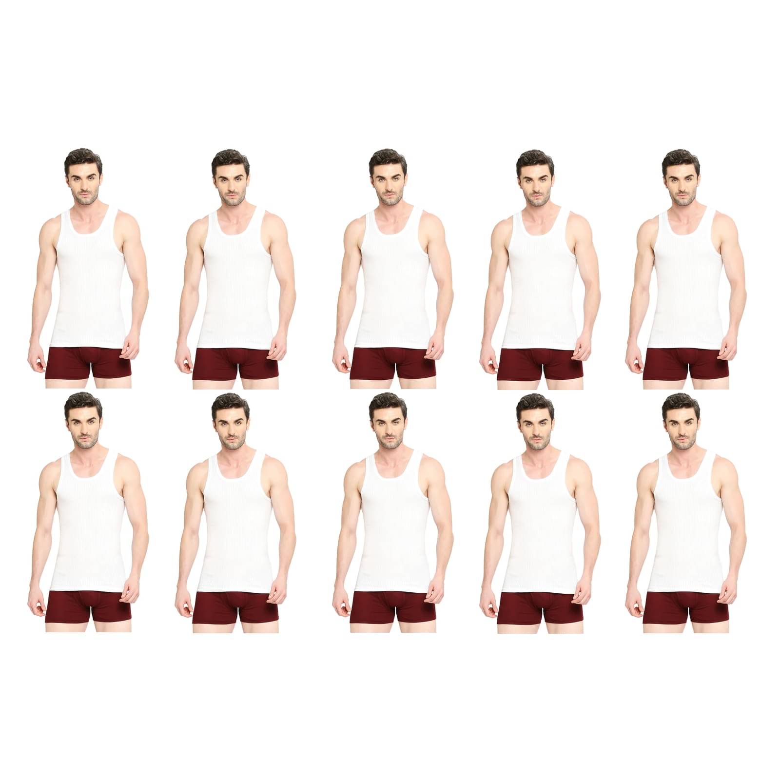 INNERO Pack of 10 Cotton Basic Vest For Men ( White ) INNERO Pack of 10 Cotton Basic Vest For Men ( White )