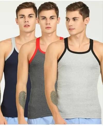 INNERO Pack of 3 Cotton Blend Gym Vest For Men ( Multicolor5 ) INNERO Pack of 3 Cotton Blend Gym Vest For Men ( Multicolor5 )