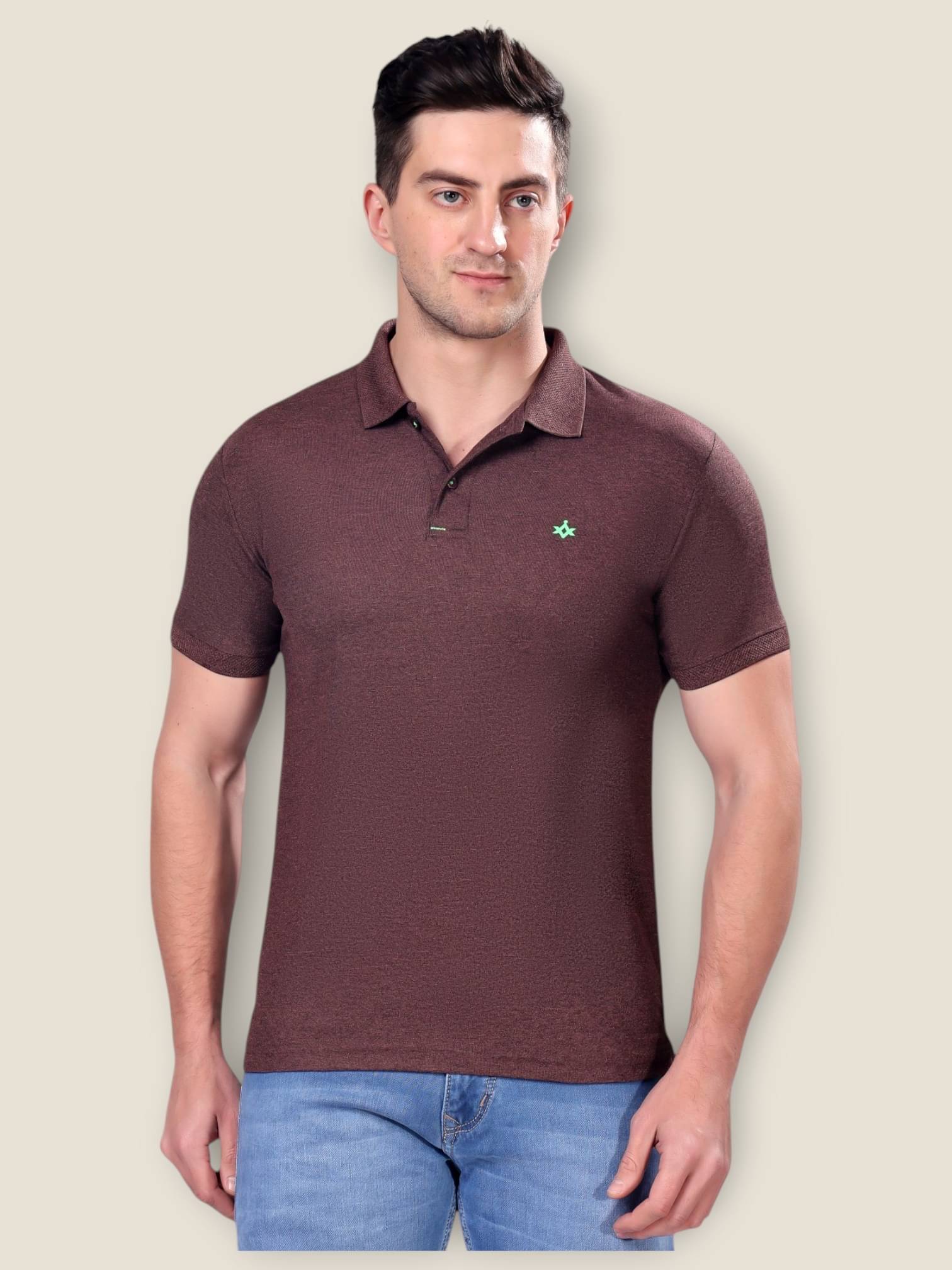     			NEUVIN Men Polyester Slim Fit Solid Polo T Shirt ( Burgundy )